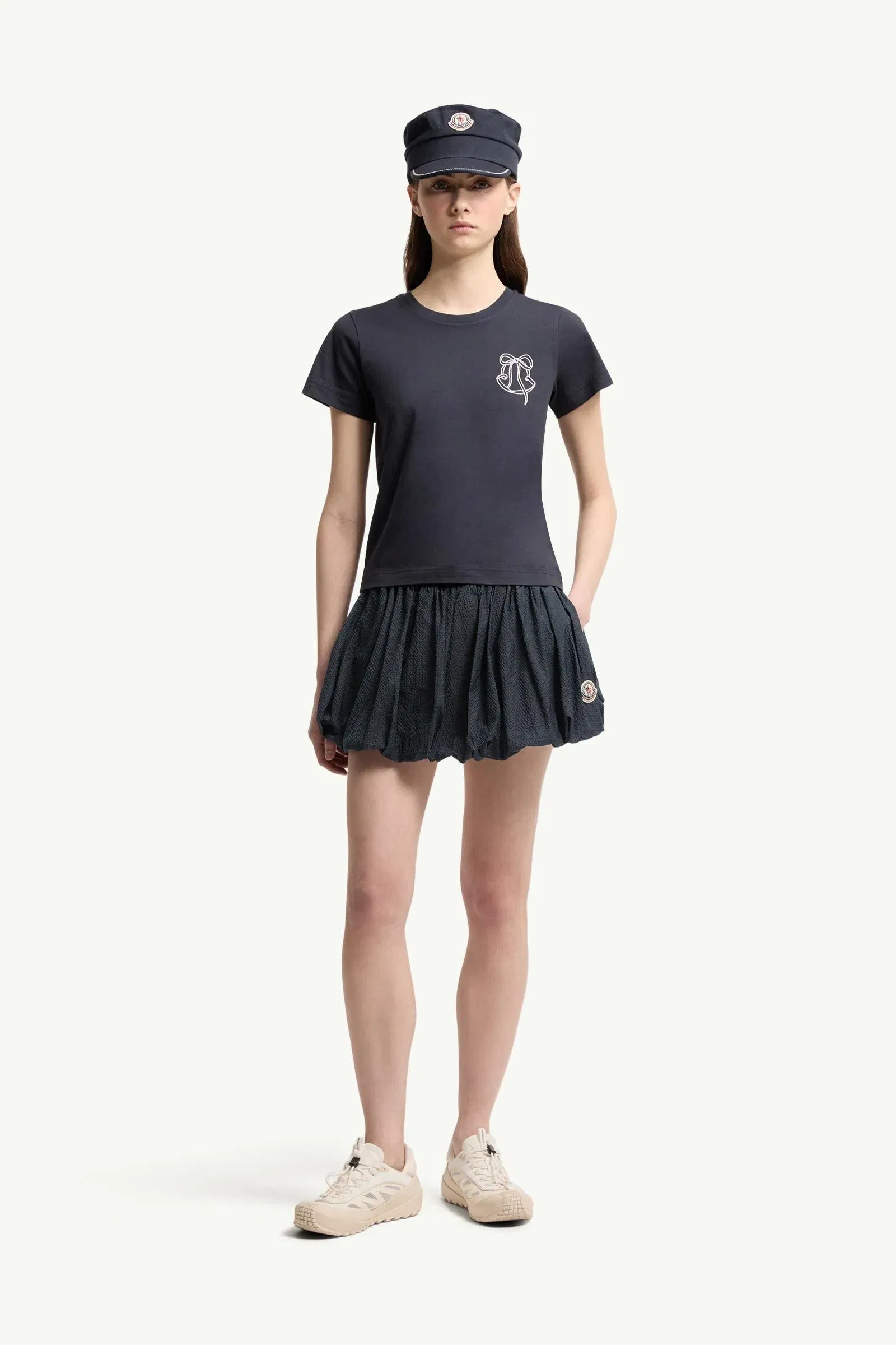 Moncler Embroidered Logo Cotton T-Shirt Night Blue Night Blue