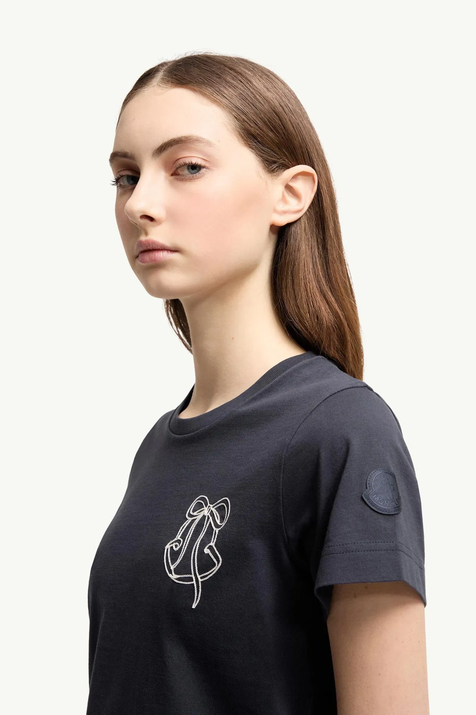 Moncler Embroidered Logo Cotton T-Shirt Night Blue Night Blue