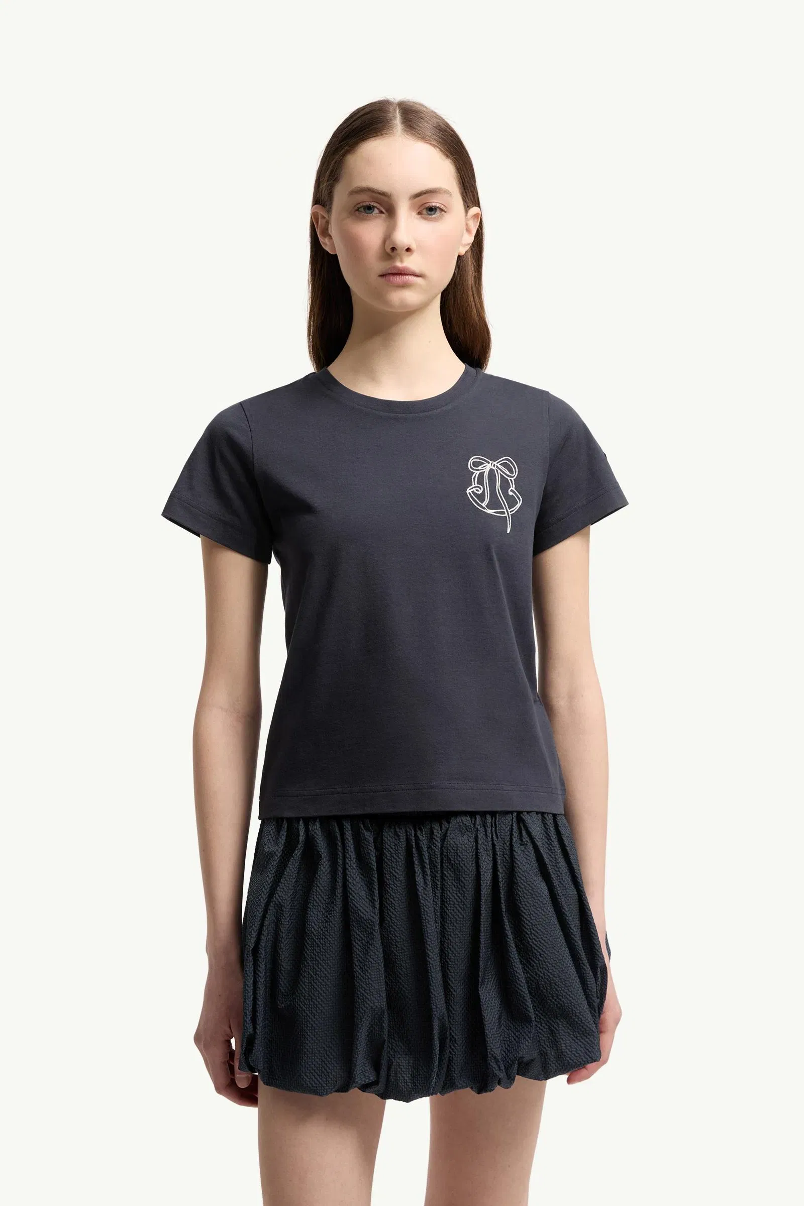 Moncler Embroidered Logo Cotton T-Shirt Night Blue Night Blue
