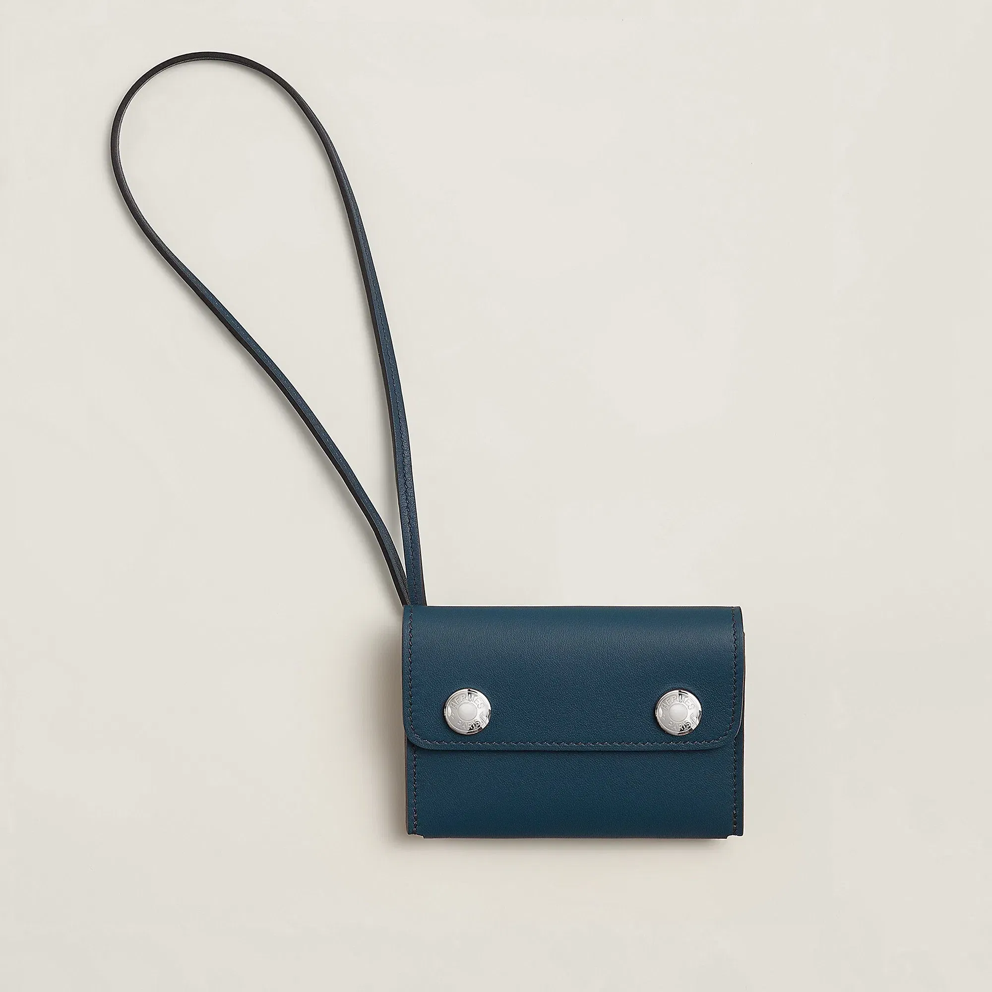 Hermes Hermsnap Card Holder Bleu De Prusse