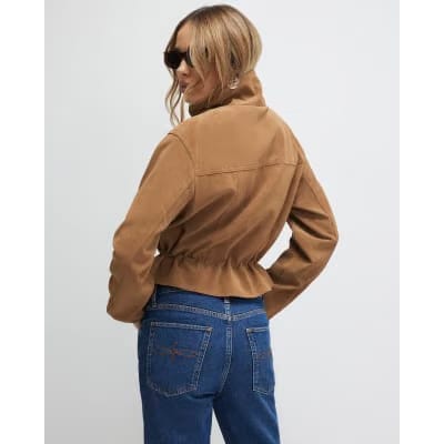 Beige Funnel Neck Drawstring Jacket