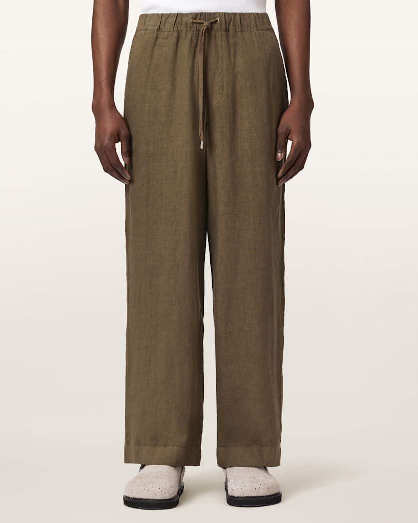 AllSaints Sharp Straight Leg Linen Pants Cottage White