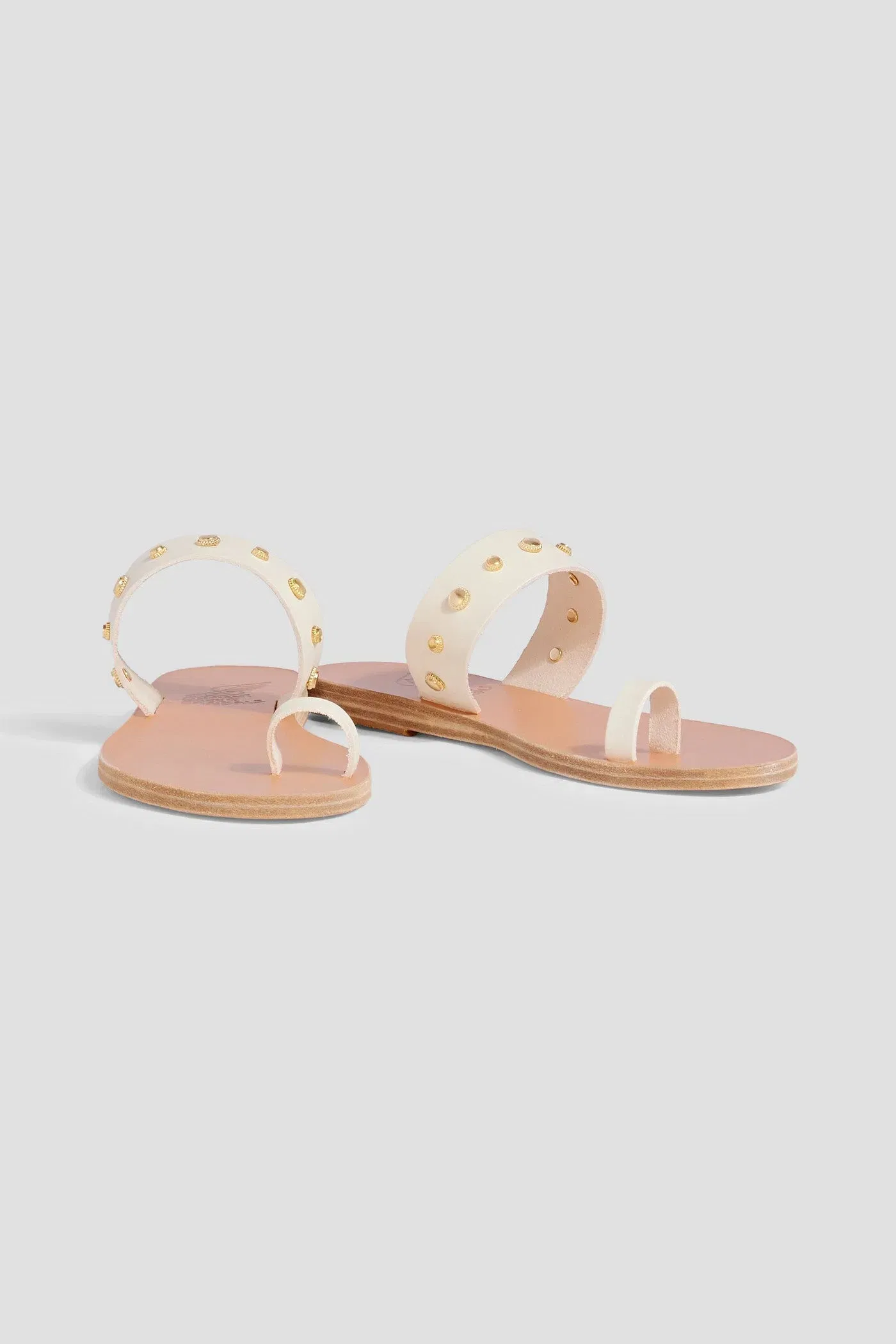 Ancient Greek Sandals Thalia Studded Leather Sandals Ivory Women's