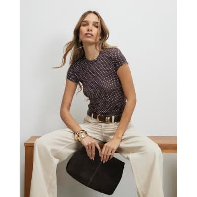 Brown Polka Dot T-Shirt