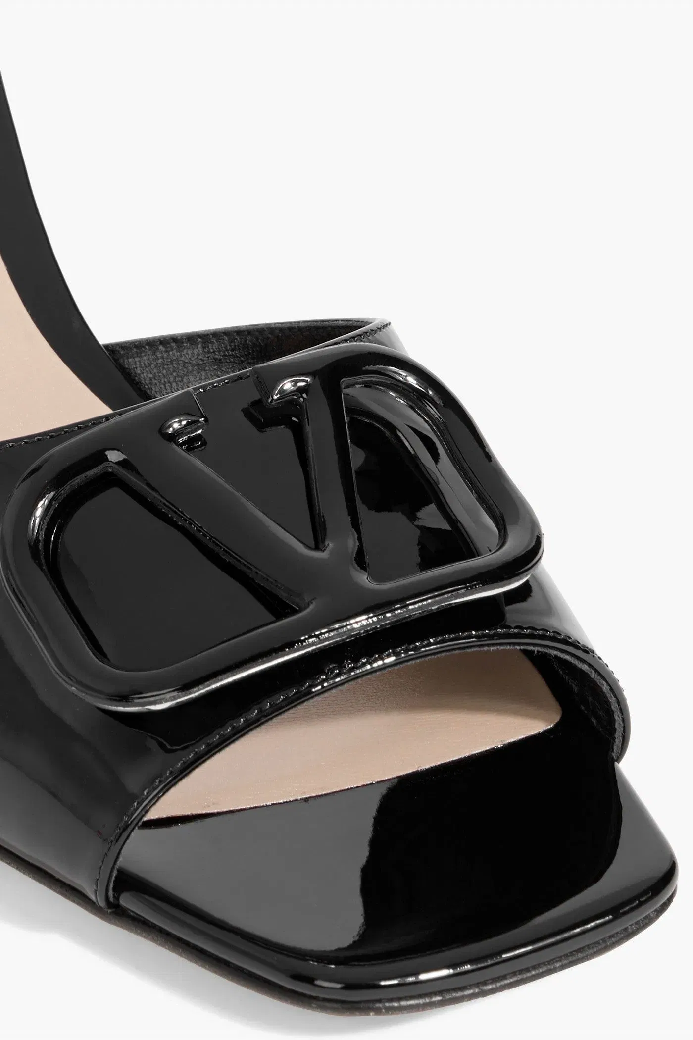 Valentino Garavani Vlogo Signature Patent-Leather Mules Black Women's