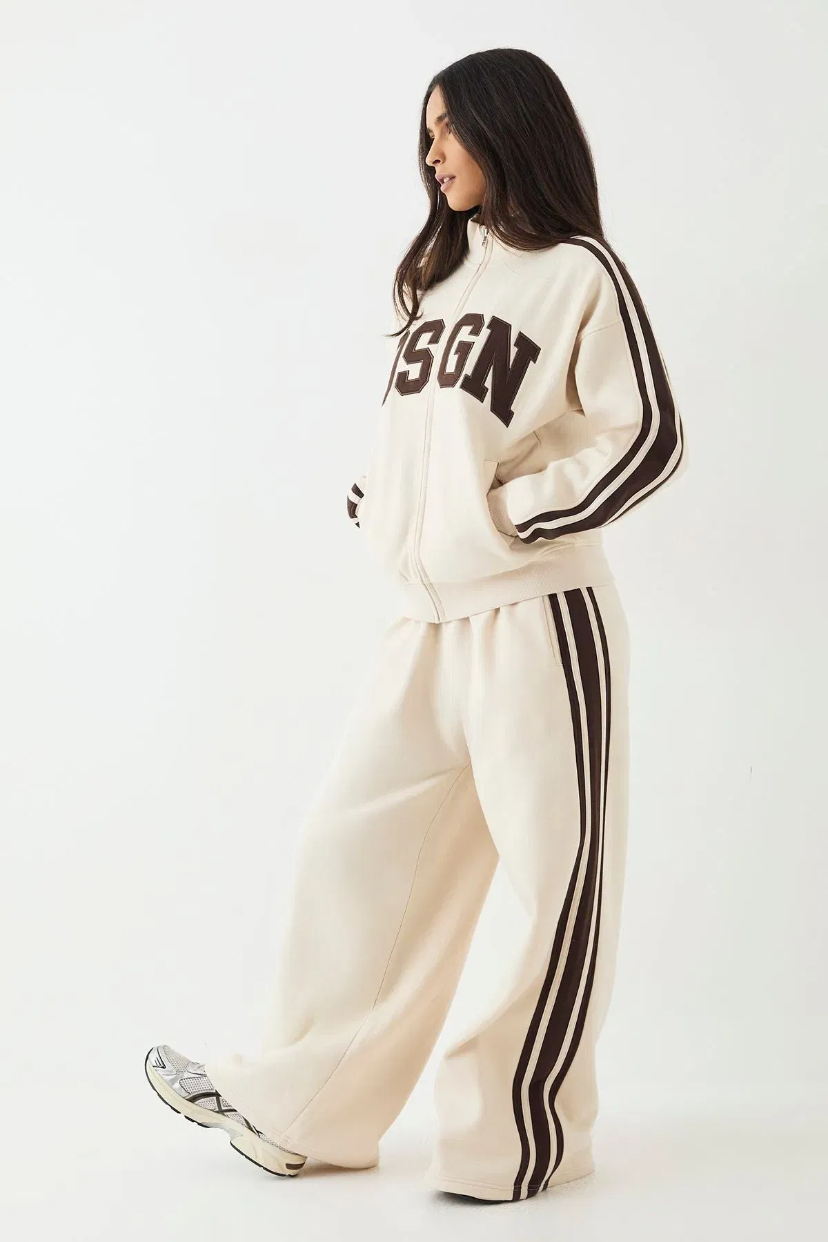DSGN Studio Side Stripe Funnel Neck Zip Through Bomber Tracksuit