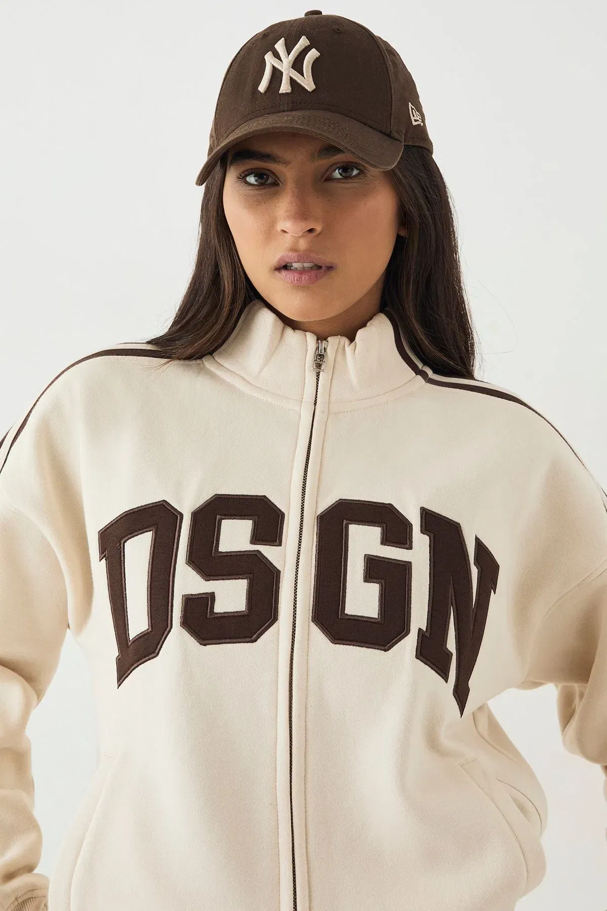 DSGN Studio Side Stripe Funnel Neck Zip Through Bomber Tracksuit