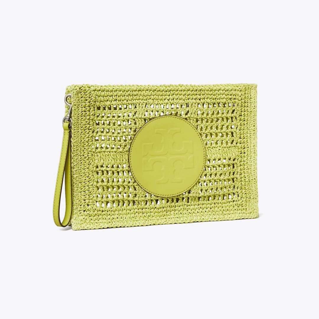 Tory Burch Ella Hand-Crocheted Pouch Citrus Green