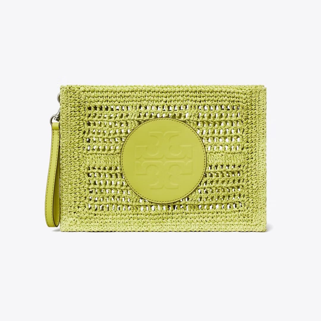 Tory Burch Ella Hand-Crocheted Pouch Citrus Green