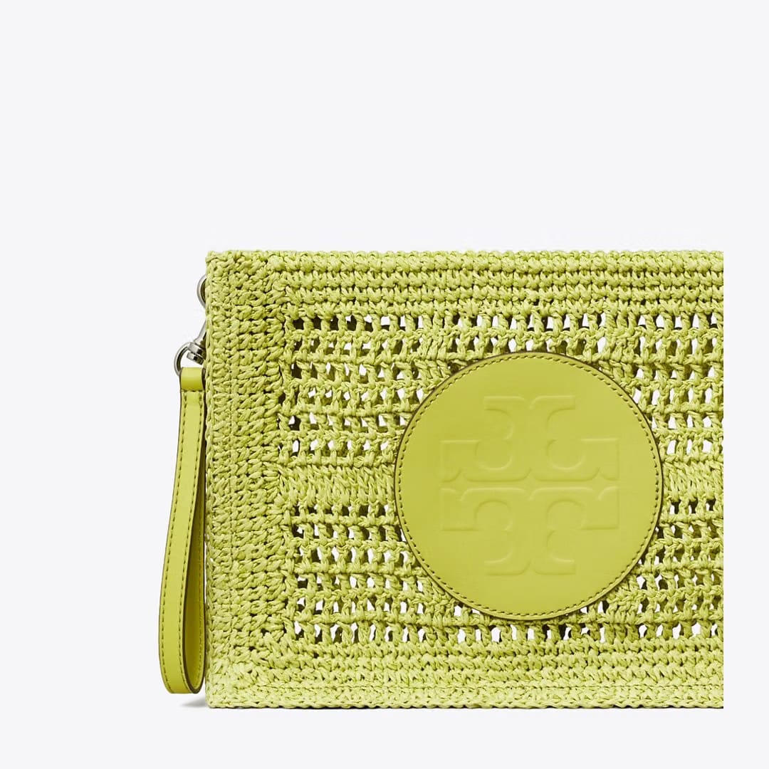 Tory Burch Ella Hand-Crocheted Pouch Citrus Green