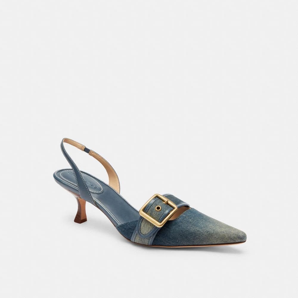 Women's Coach Margot Slingback In Loved Denim Dark Indigo