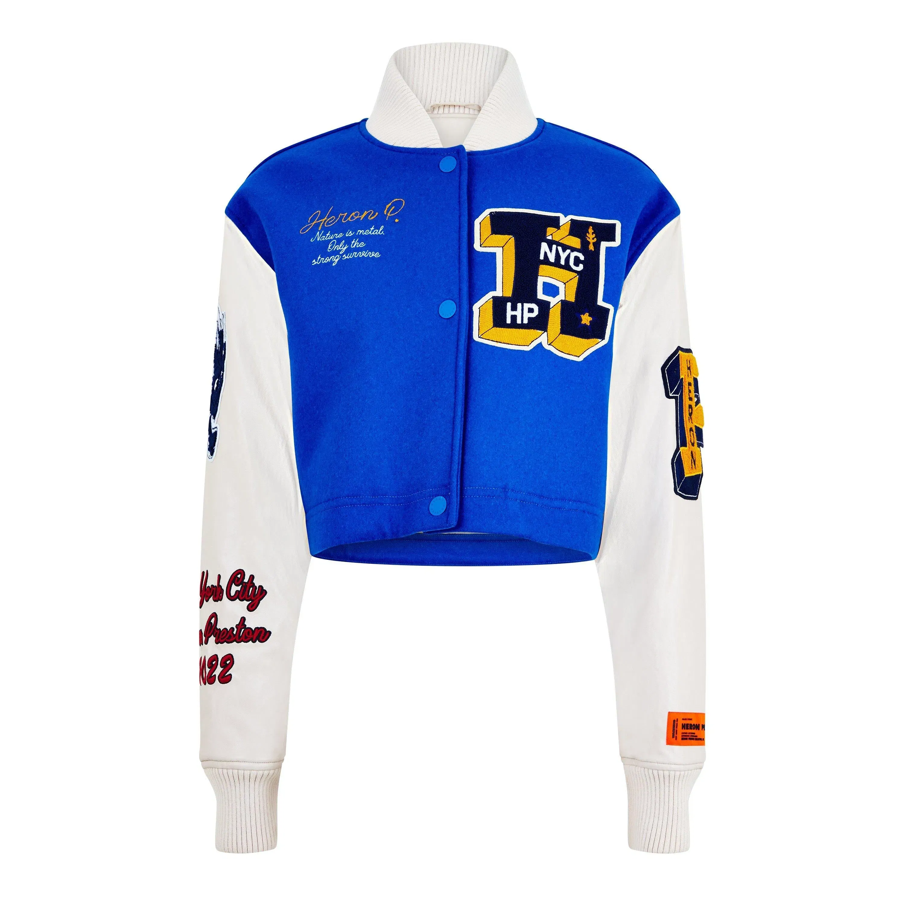 Embroidered Patch Snap-Button Varsity Jacket