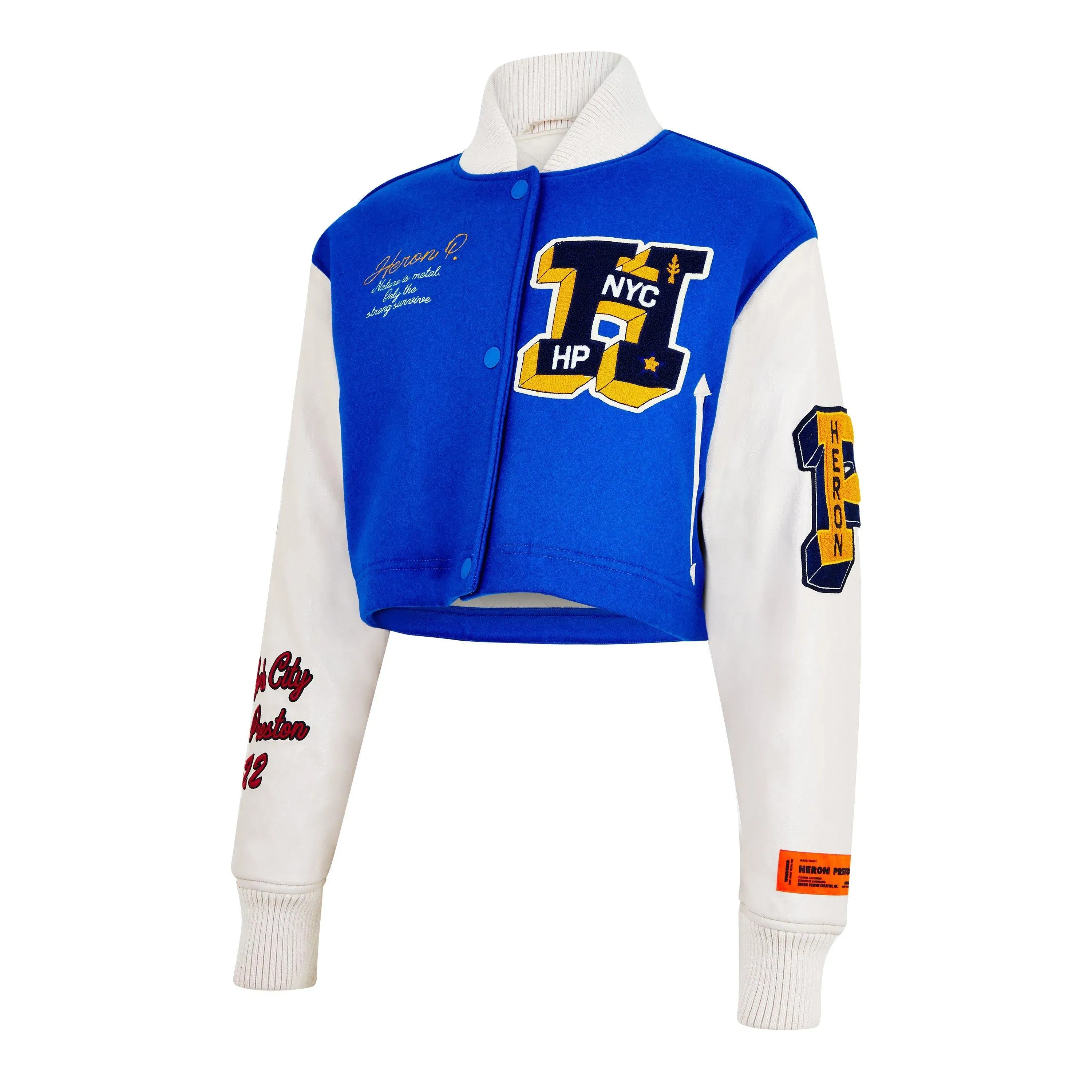 Embroidered Patch Snap-Button Varsity Jacket