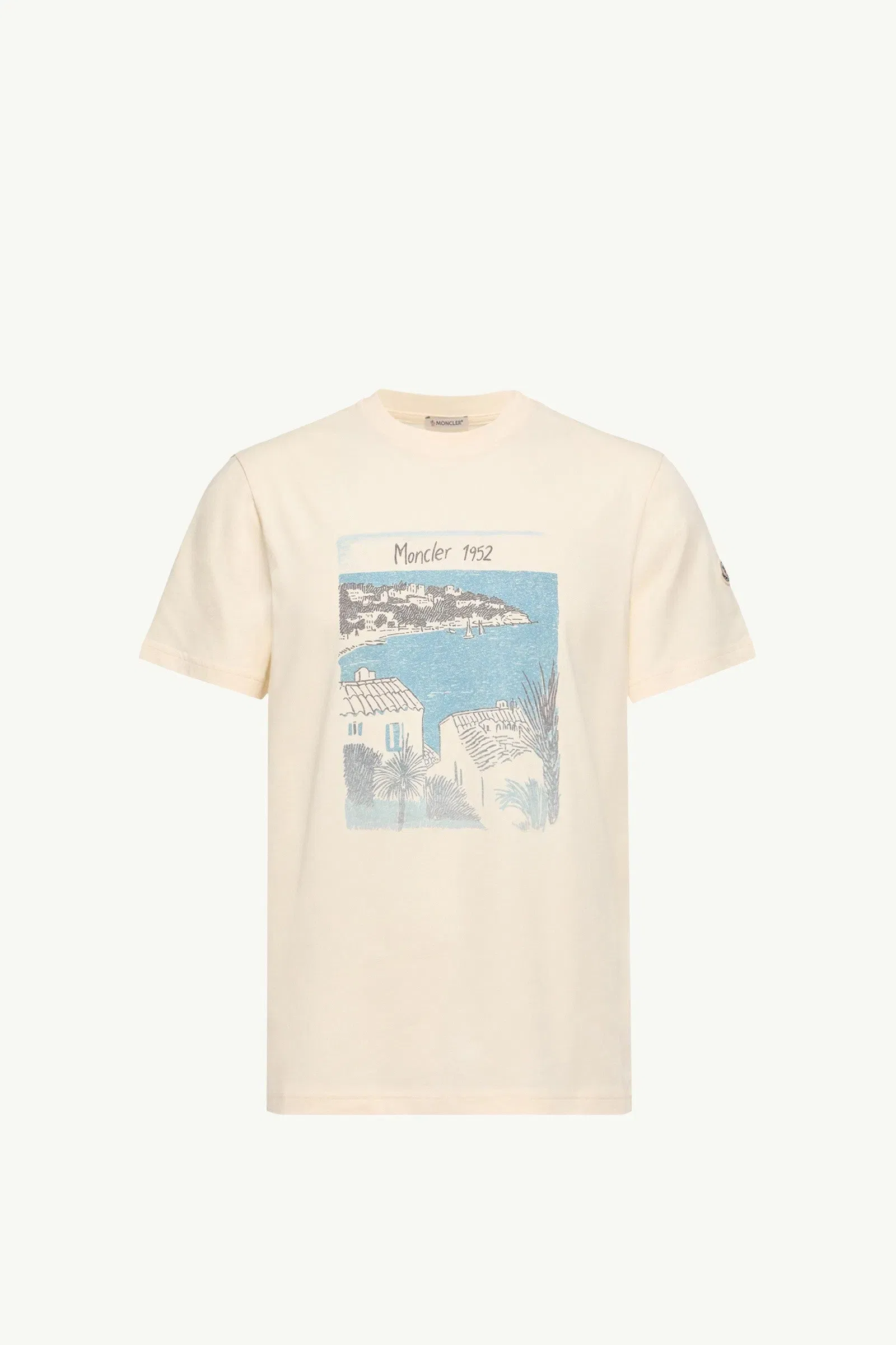 Moncler Seaside Print Cotton T-Shirt White Ivory White Ivory
