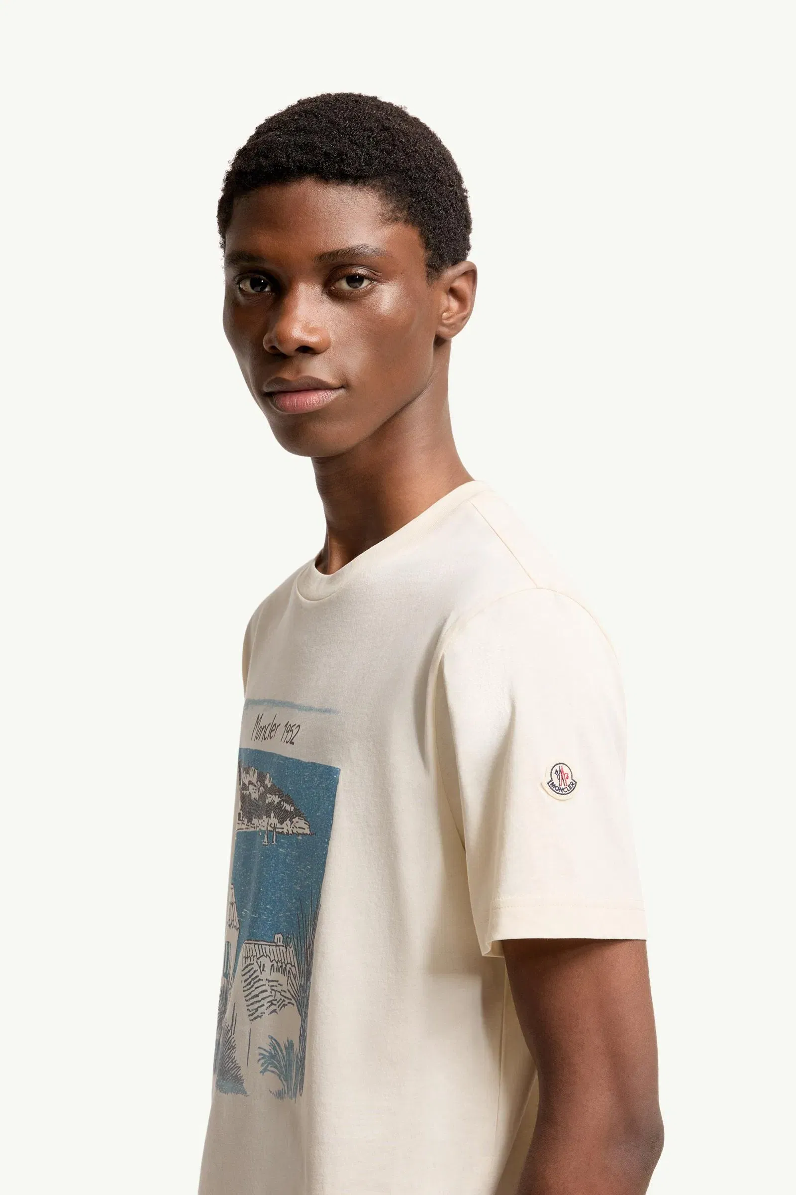 Moncler Seaside Print Cotton T-Shirt White Ivory White Ivory