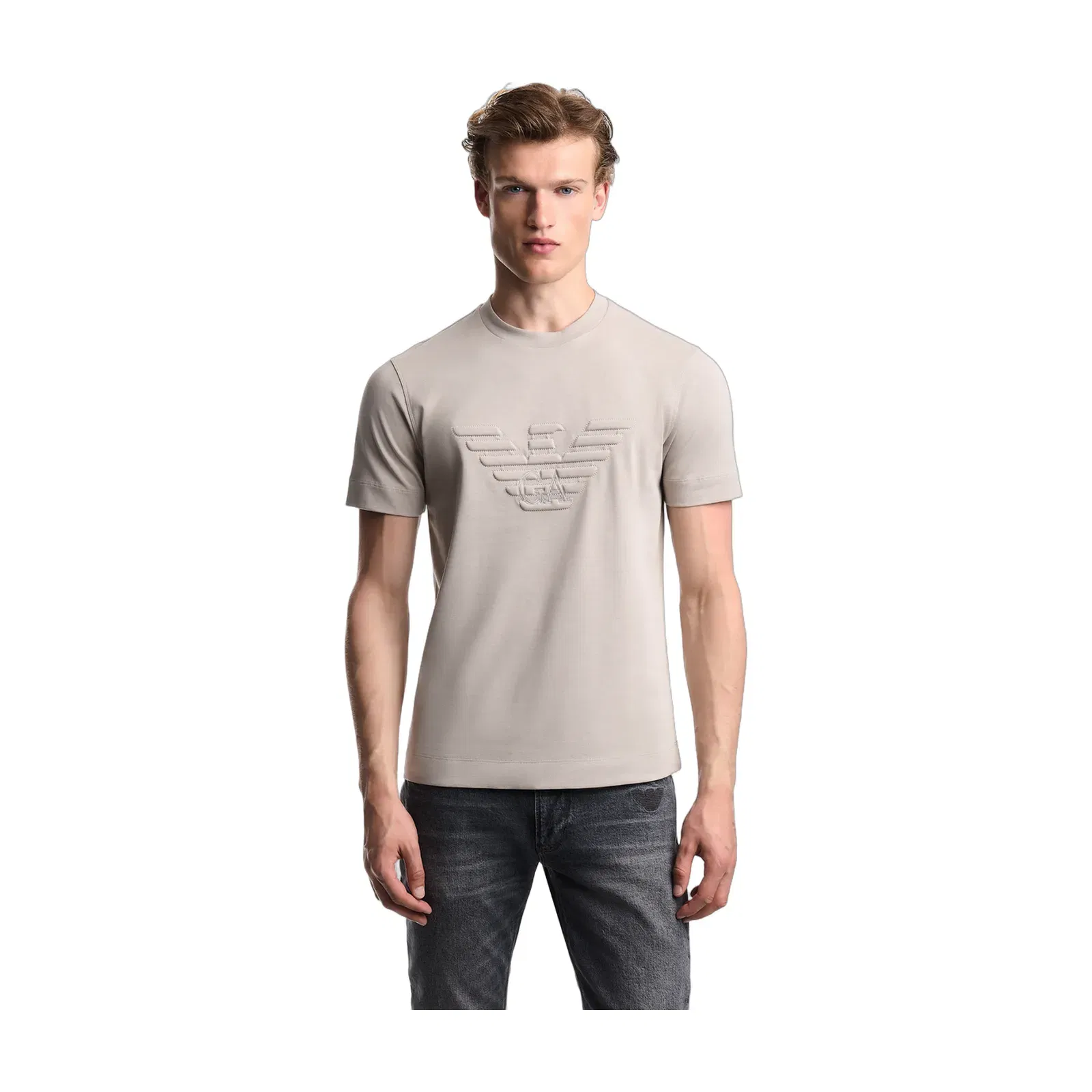 Emporio Armani Slim fit T-shirt in heavy jersey with domed eagle