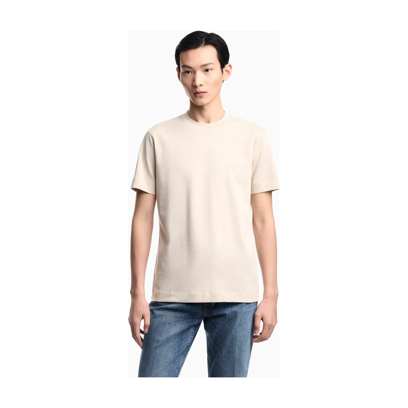 Emporio Armani Slim fit T-shirt in heavy jersey with domed eagle