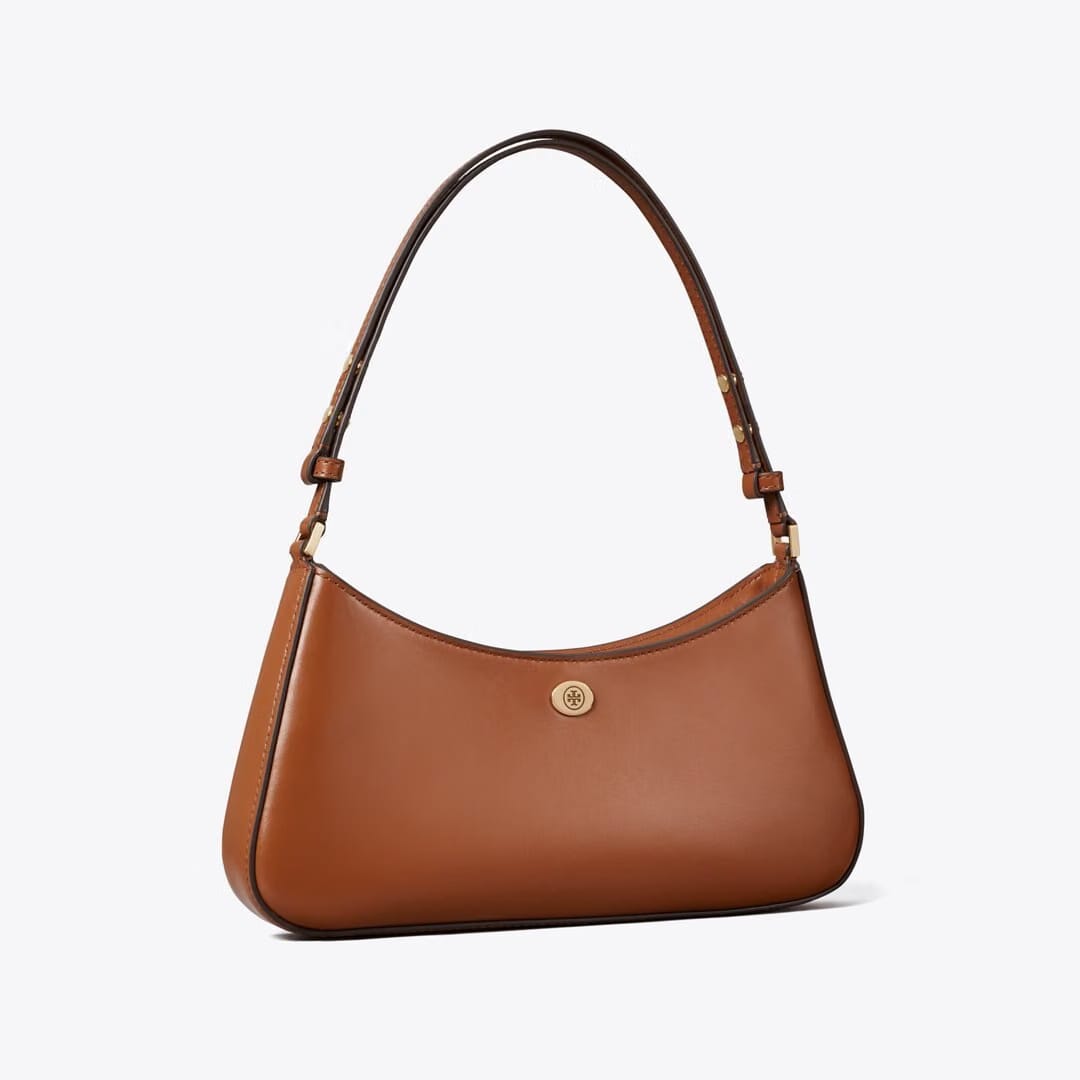 Tory Burch Robinson Zip Top Shoulder Bag Aged Tan