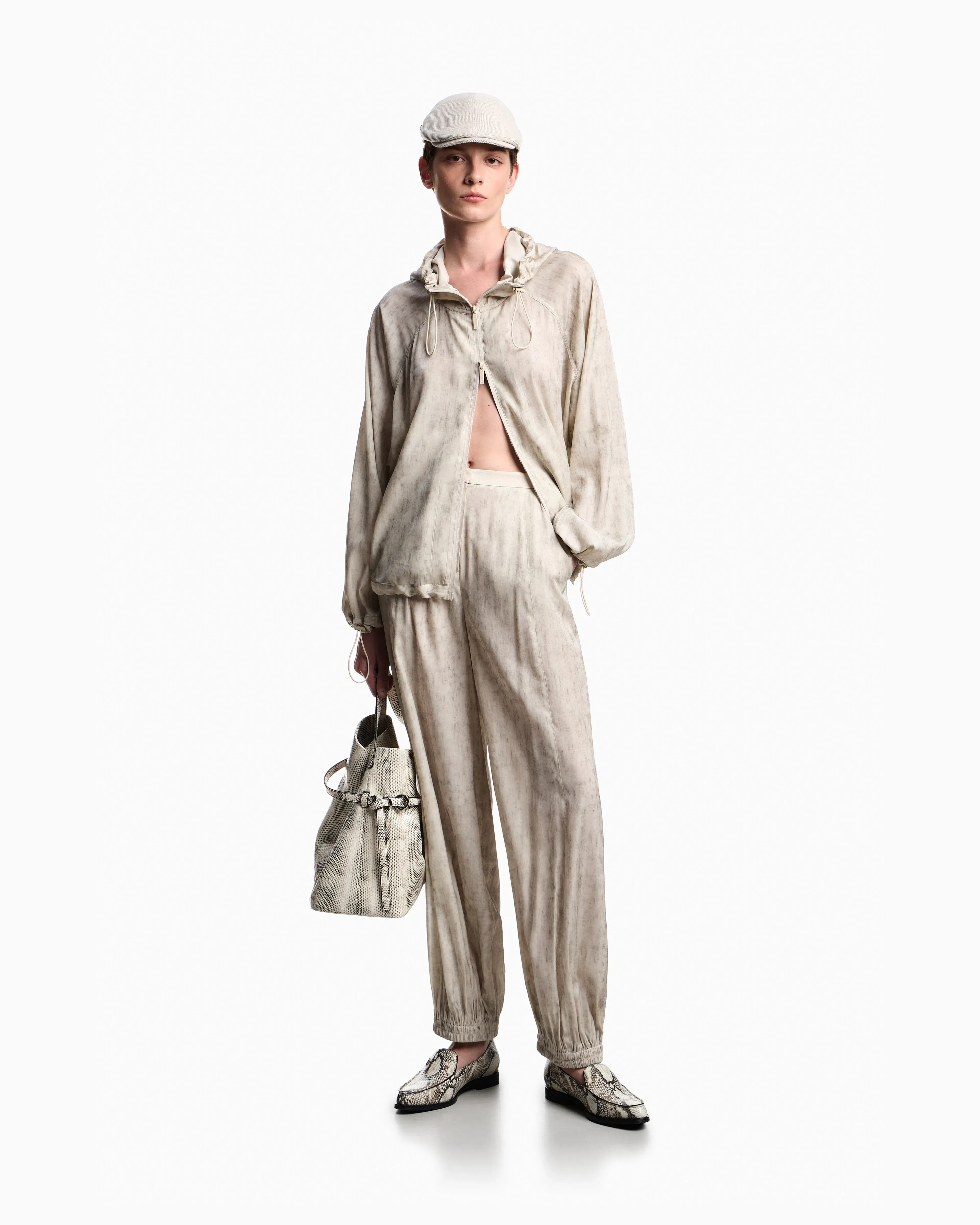 Emporio Armani Flowing fabric trousers with a mottled-effect print