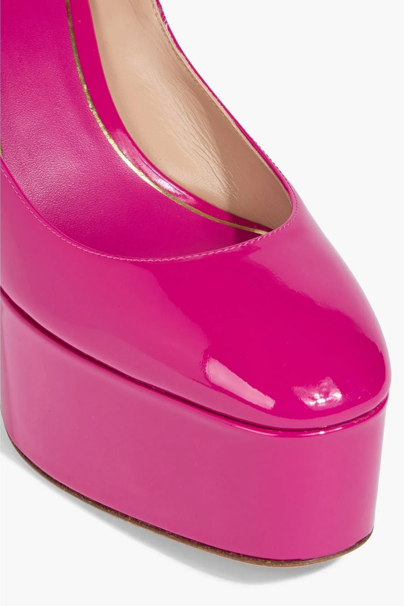 Valentino Garavani Tan-Go Patent-Leather Platform Pumps Fuchsia Women's