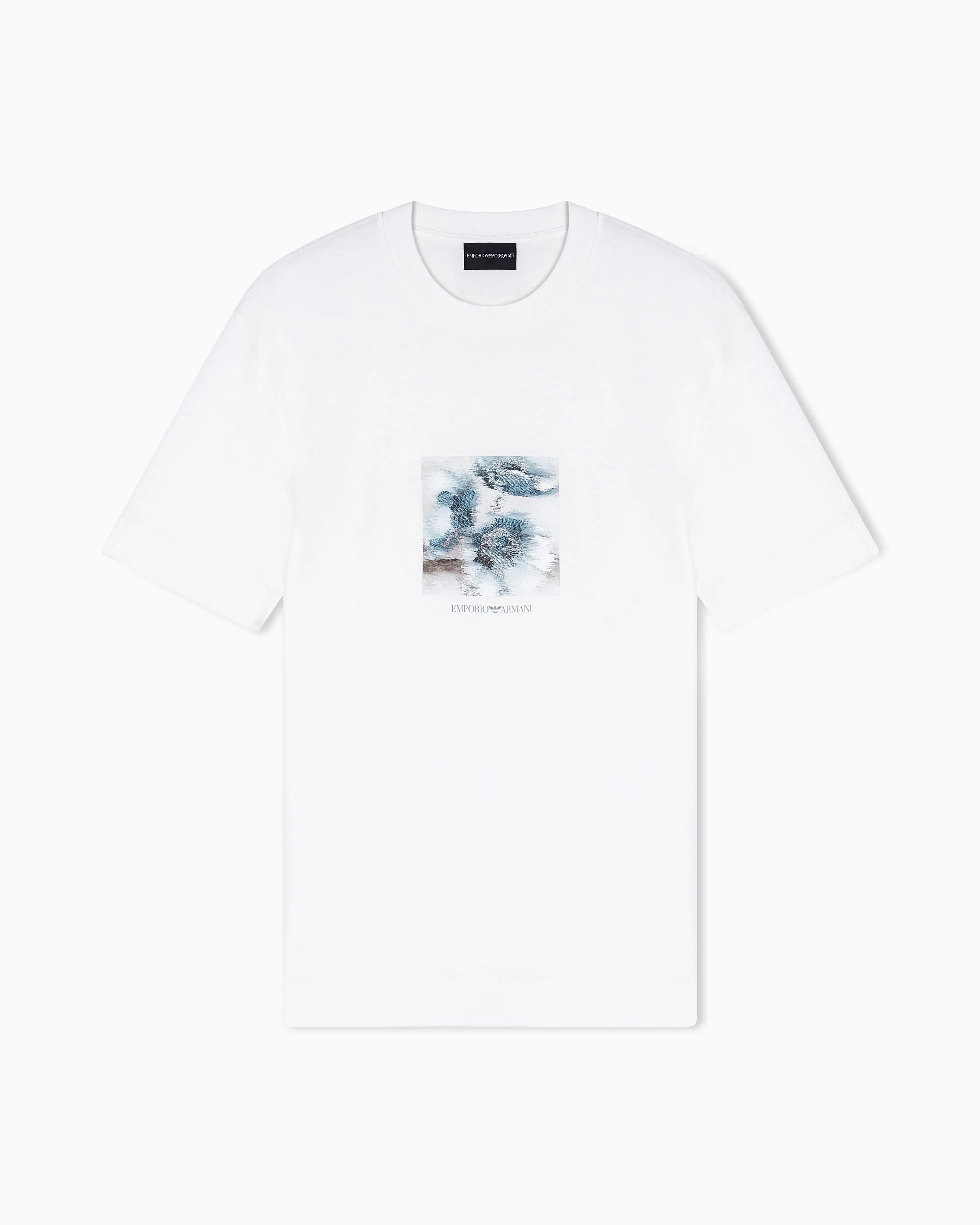 Emporio Armani Lyocell blend jersey T-shirt with printed and embroidered graphic design