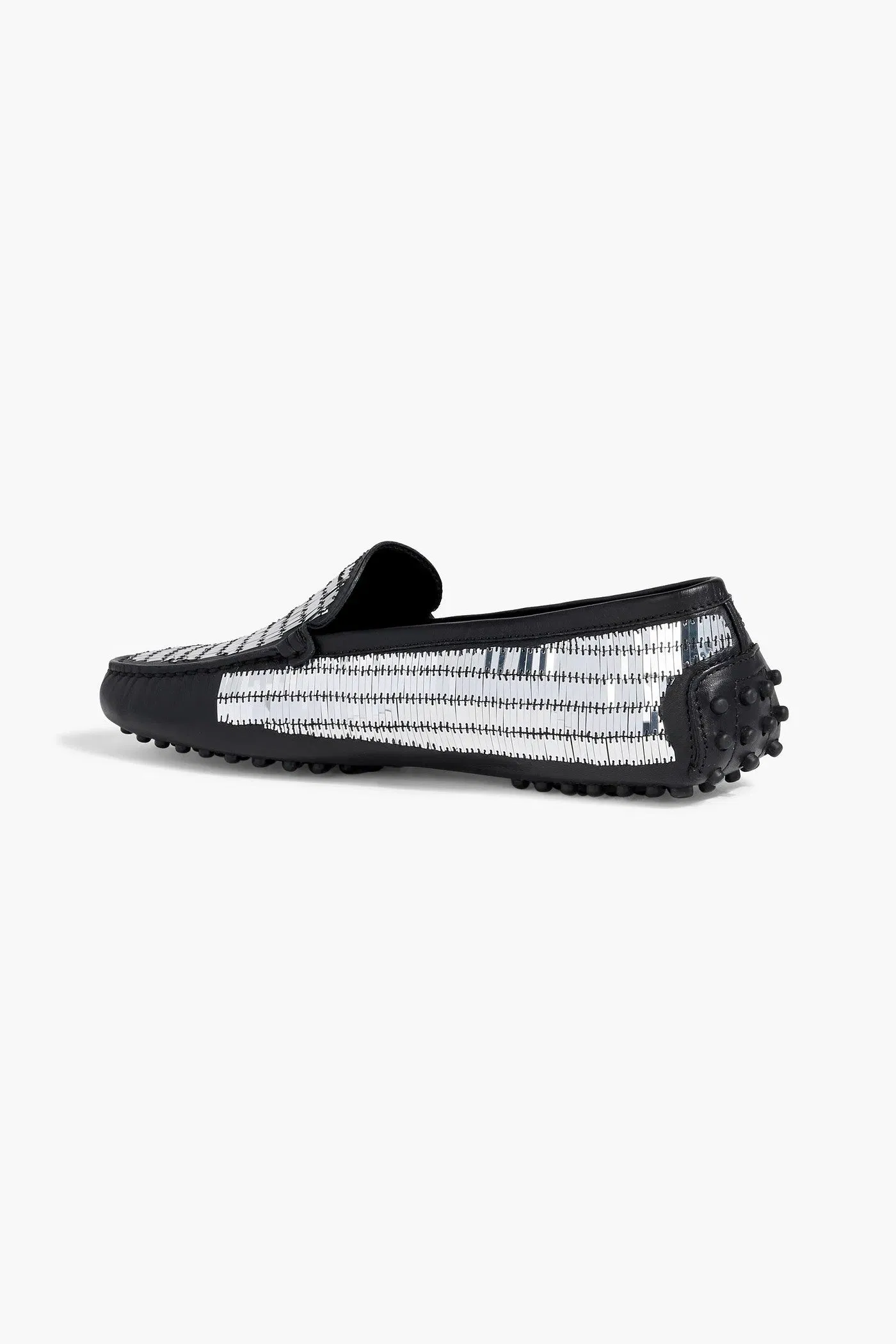 Tod's Embellished Leather Loafers Black Women's