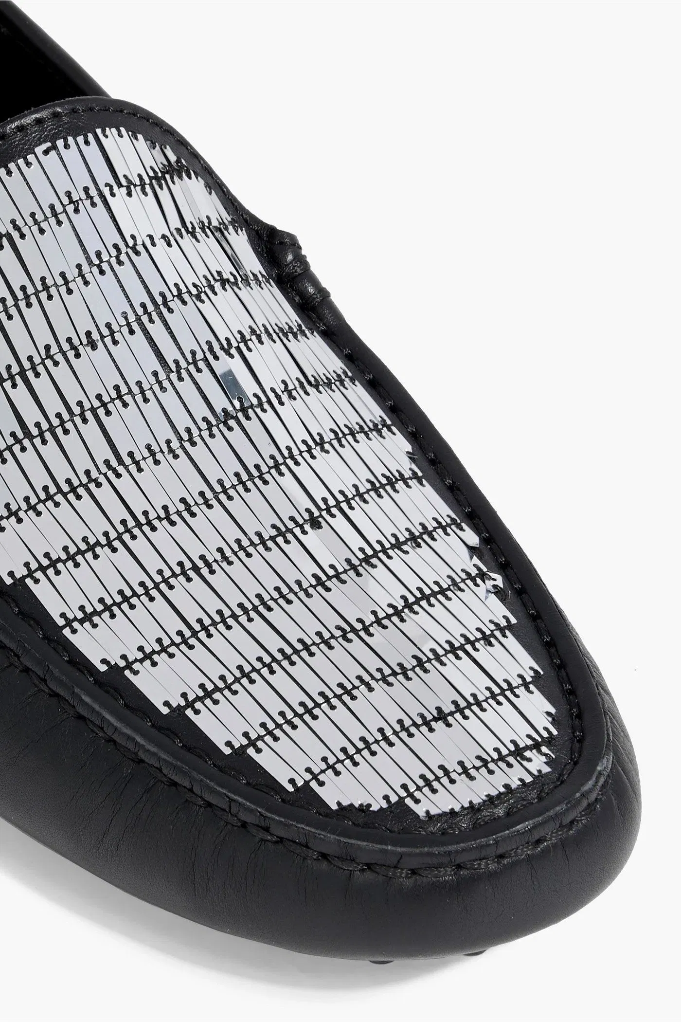 Tod's Embellished Leather Loafers Black Women's