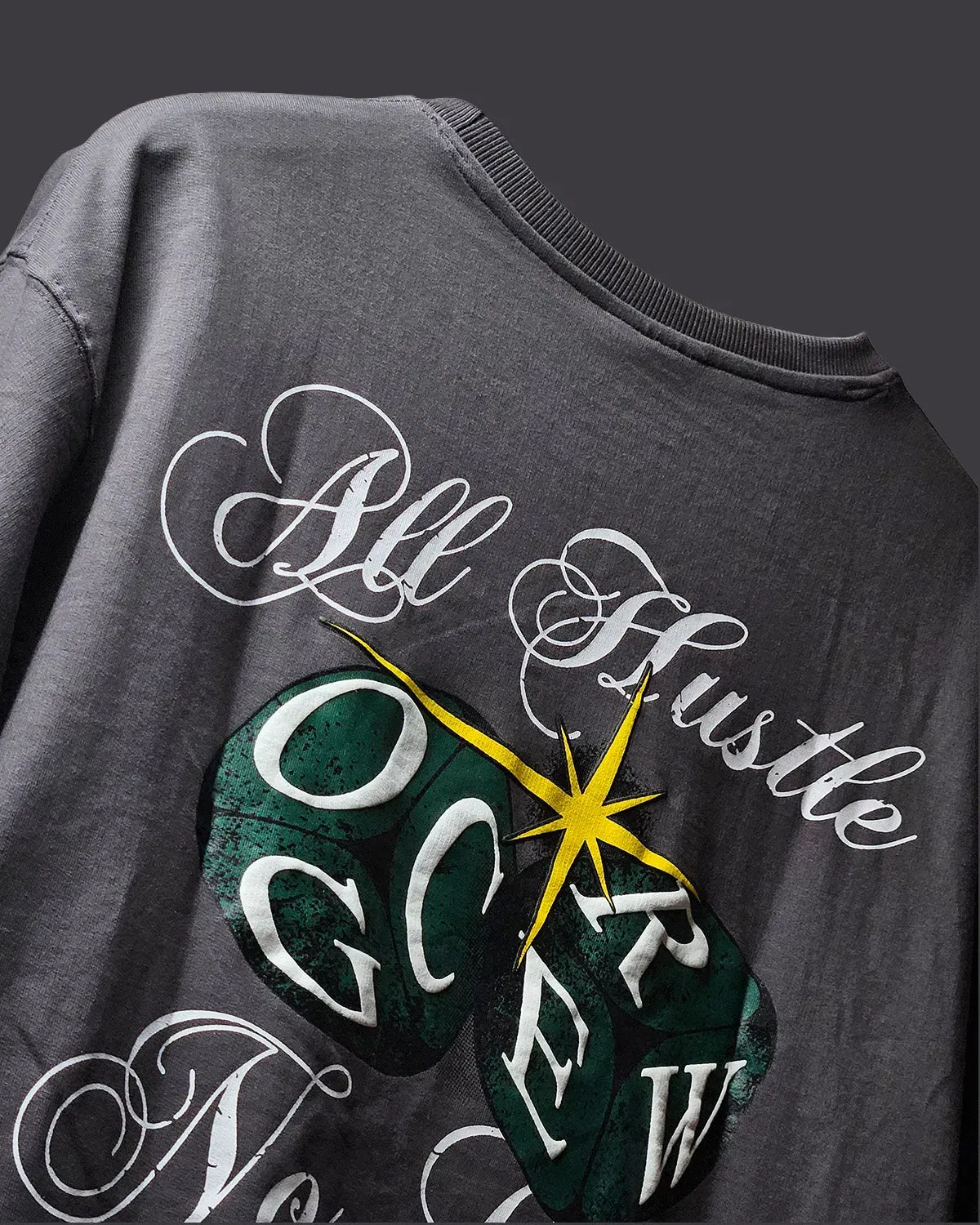 DARK GREY ALL HUSTLE NO LUCK T-SHIRT