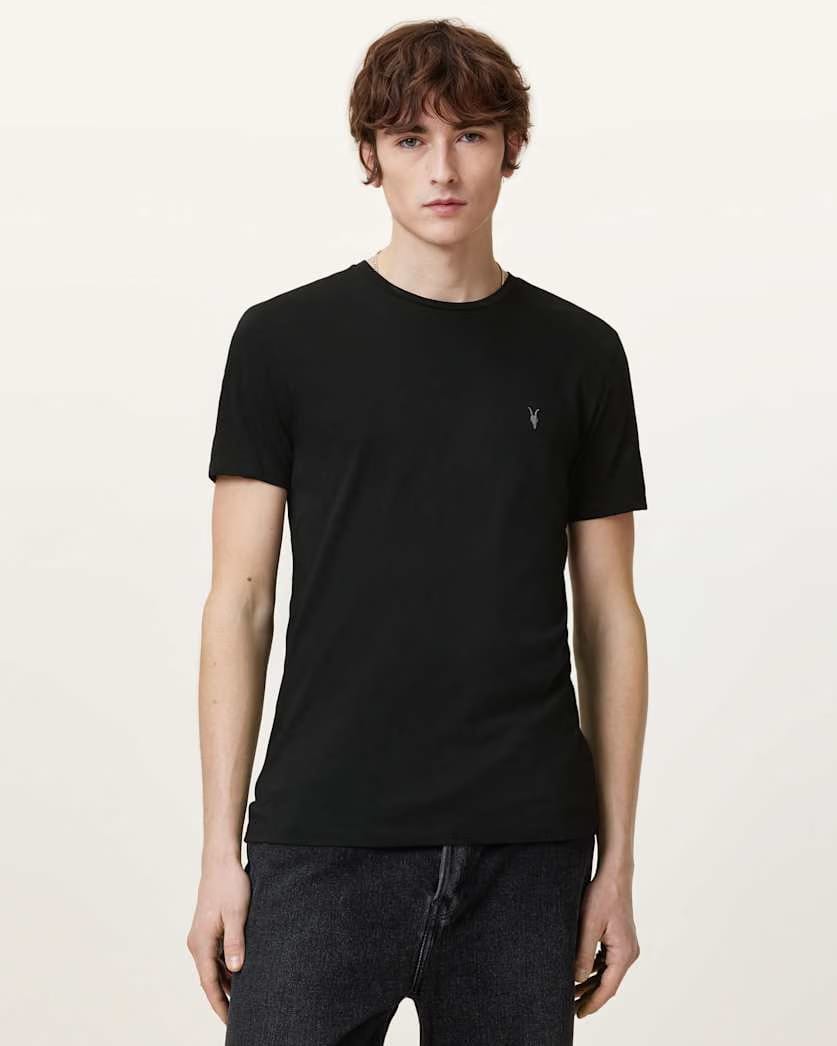 AllSaints Tonic Crew Neck Slim Ramskull T Shirt Optic White