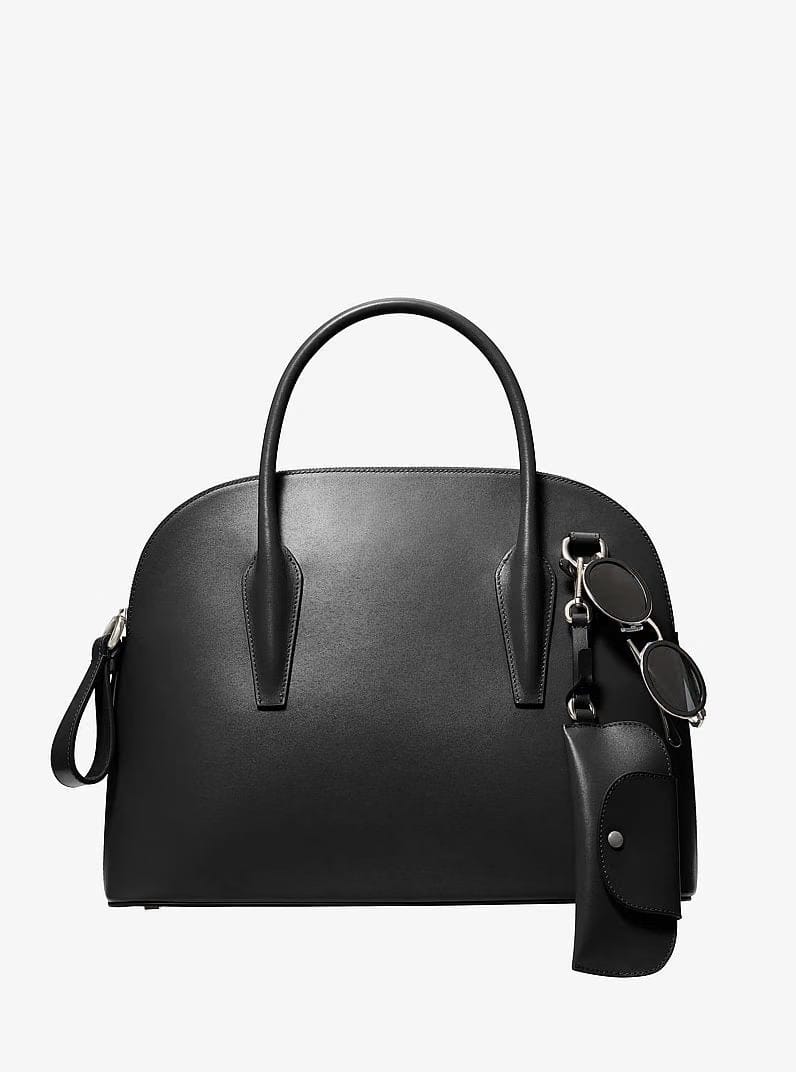 Michael Kors Kaitlin Large Leather Dome Satchel Black