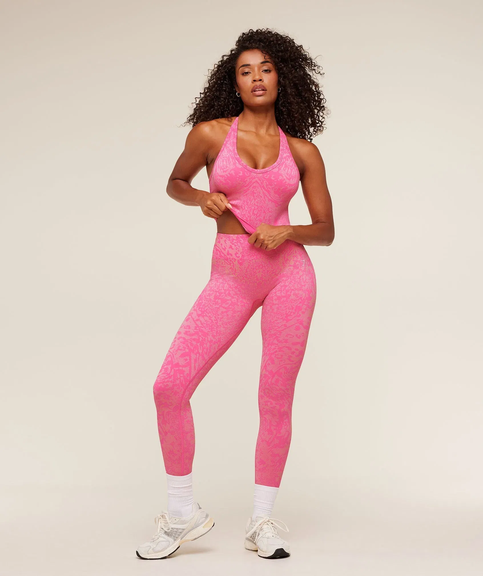 Gymshark Adapt Animal X Whitney Tank Top with Shelf - Electric Pink / Sorbet Yellow