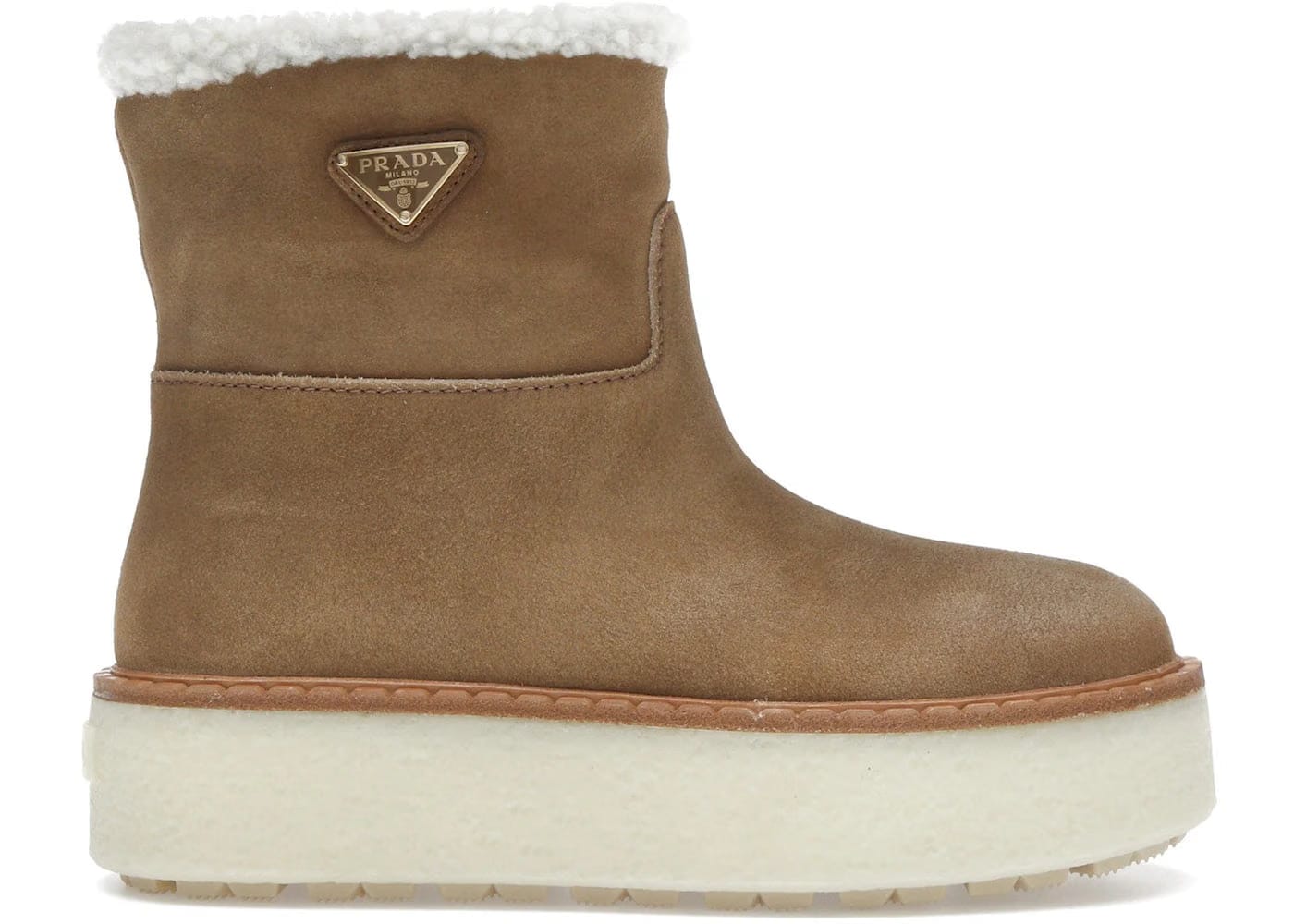 Prada Suede Booties Cinnamon Womens