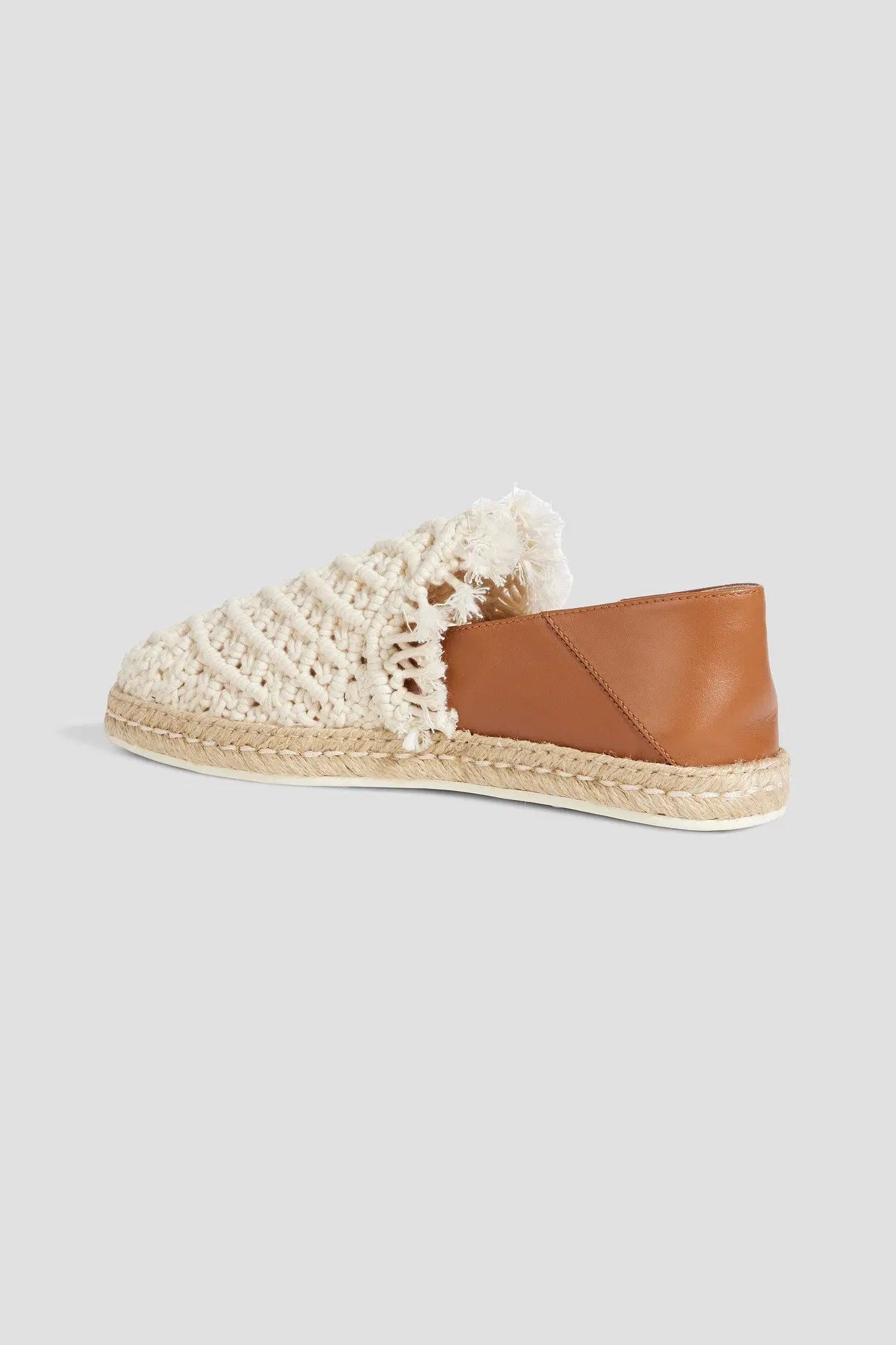 Tod's Crochet And Leather Collapsible-Heel Espadrilles Ecru Women's