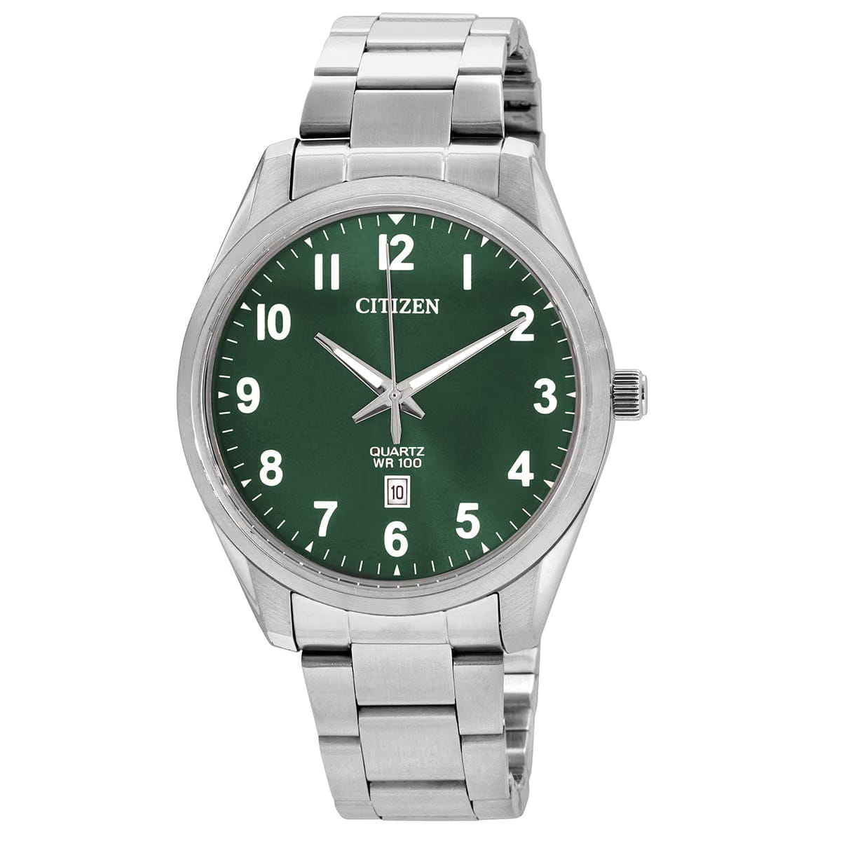 Citizen Quartz Green Dial Stainless Steel Mens Watch