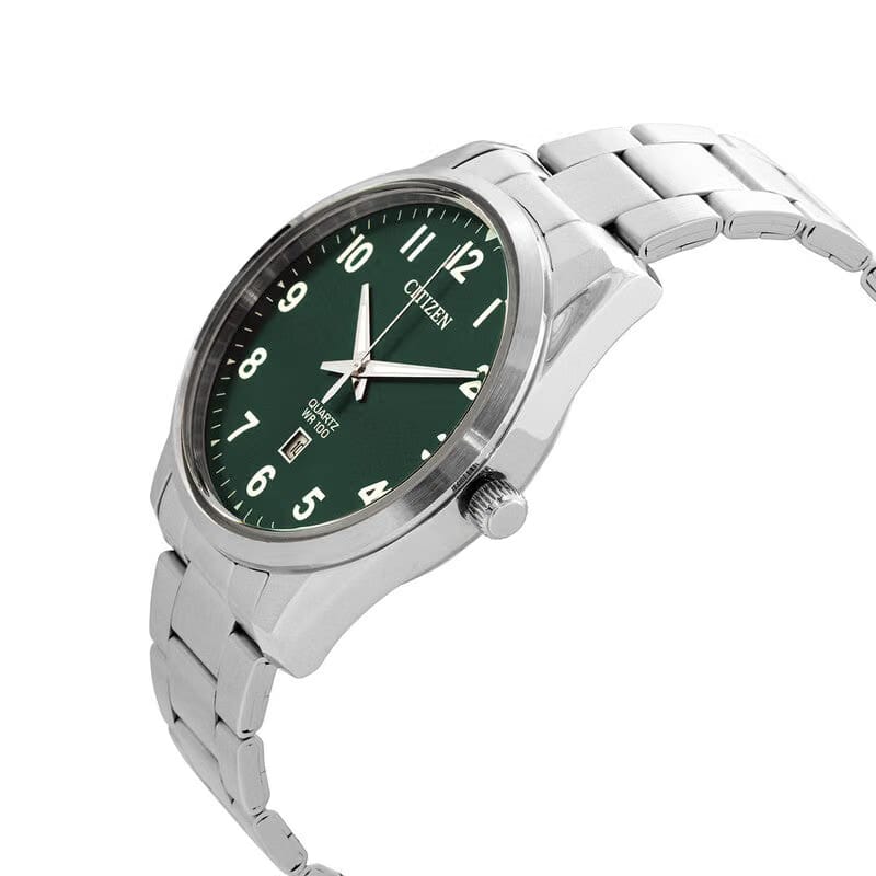 Citizen Quartz Green Dial Stainless Steel Mens Watch