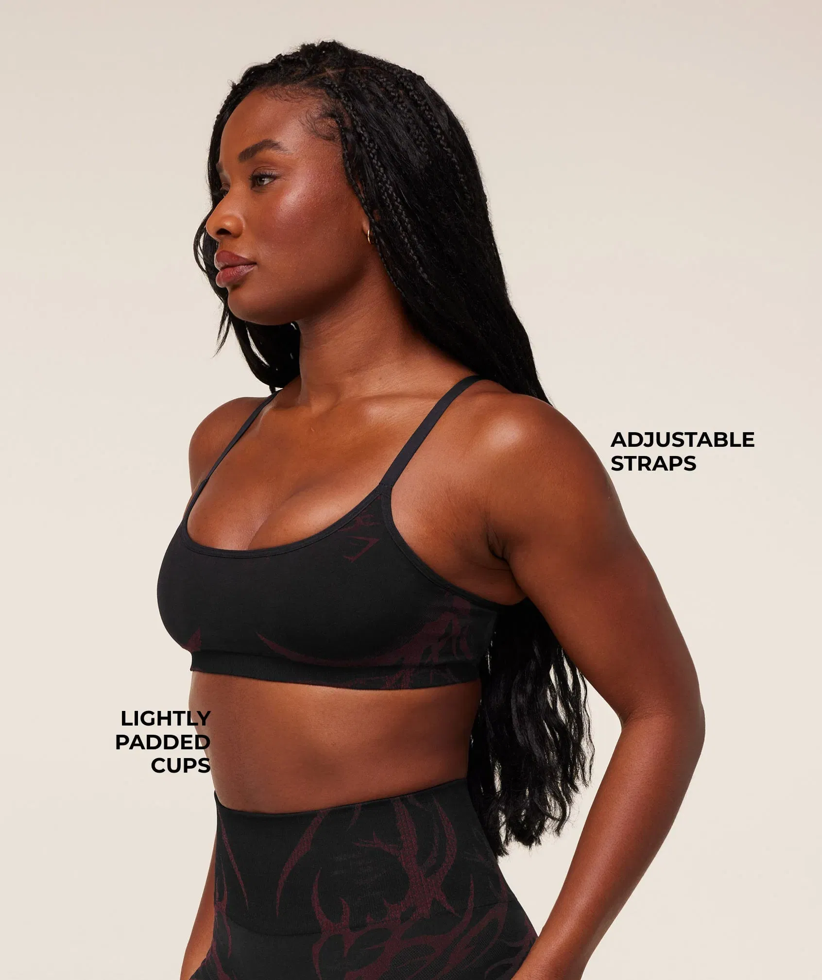 Gymshark Storm Seamless Sports Bra - Black/Rich Maroon
