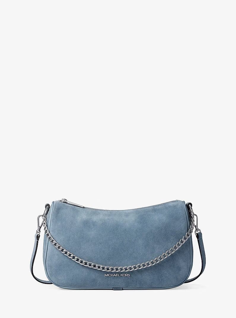 Michael Kors Carmela Medium Suede Convertible Crossbody Bag Denim