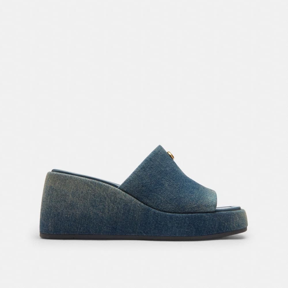 Women's Coach Marie Platform Sandal In Loved Denim Dark Indigo
