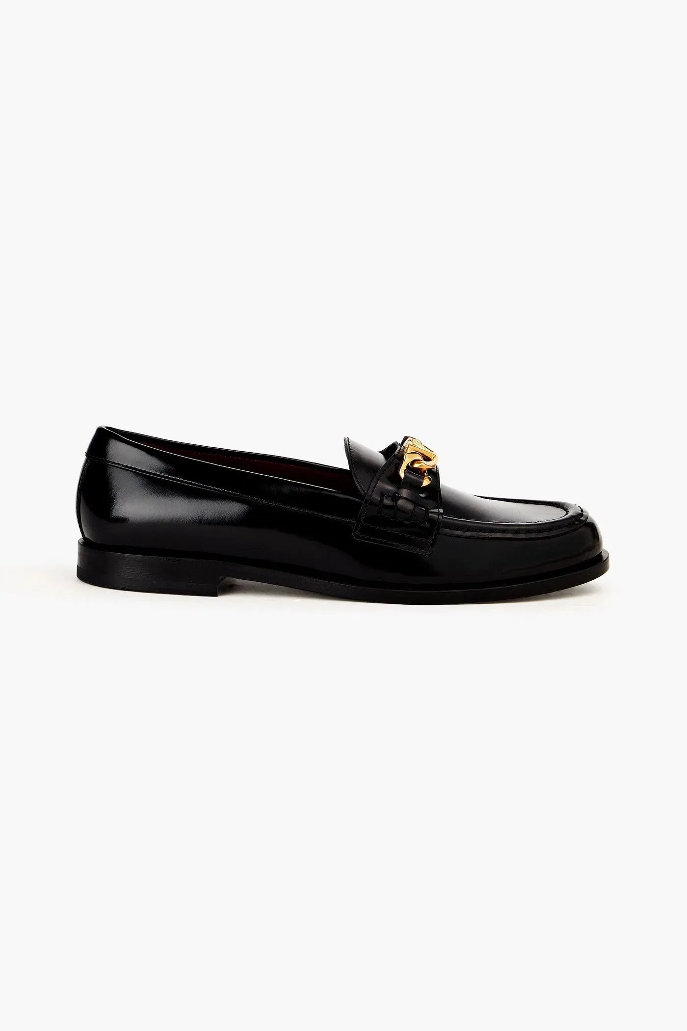 Valentino Garavani Vlogo Chain Leather Loafers Black Women's