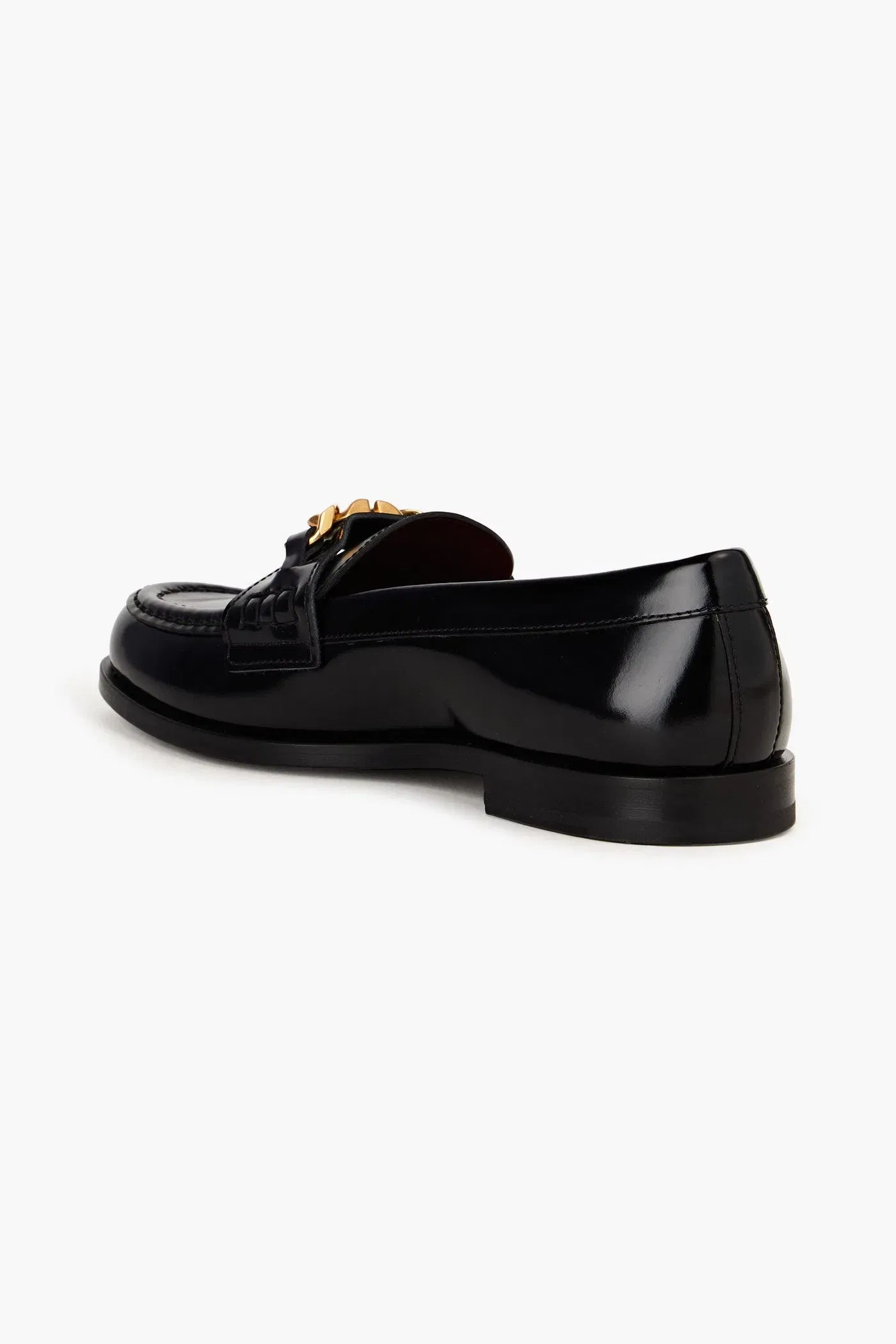 Valentino Garavani Vlogo Chain Leather Loafers Black Women's