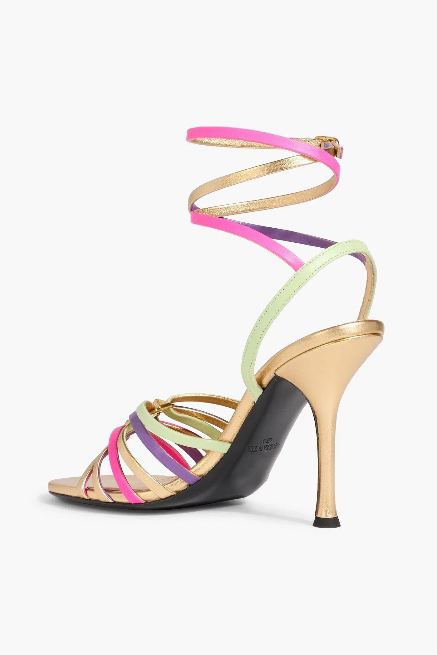 Valentino Garavani Rockstud Metallic Leather Sandals Gold Women's