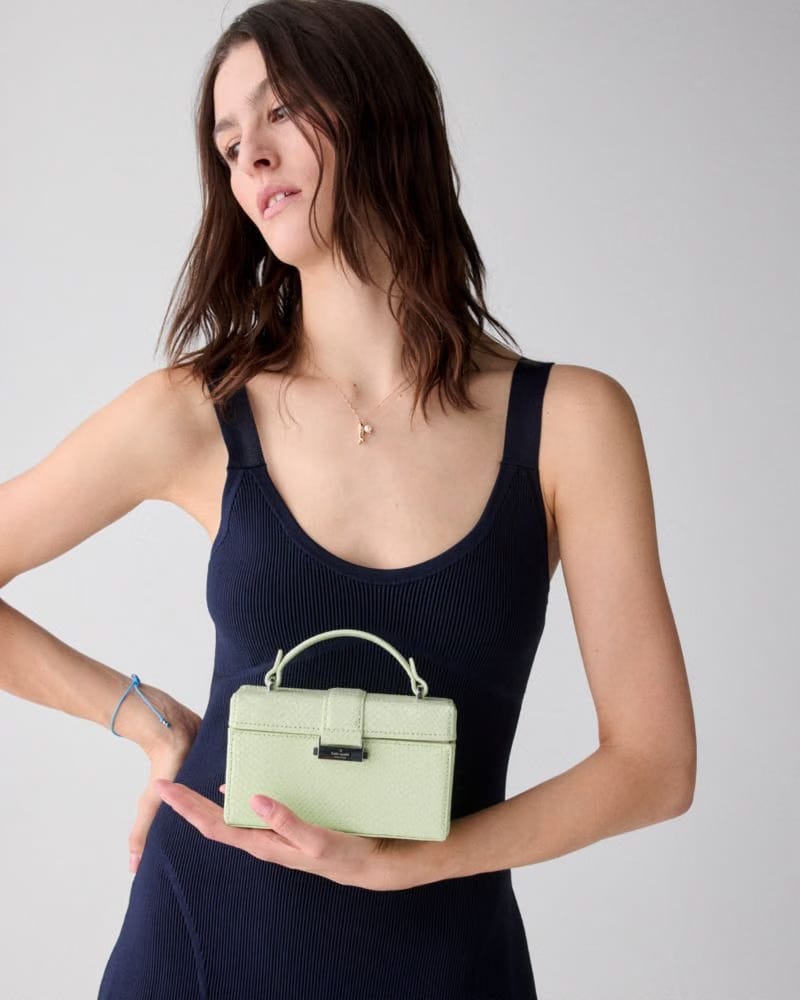 KateSpade Heirloom Snake Vanity Bag Lime Frosting