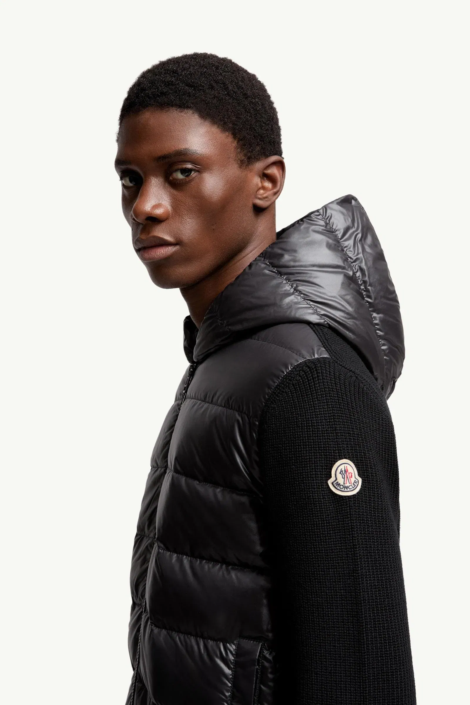 Moncler Padded Wool Zip-Up Hoodie Black Black