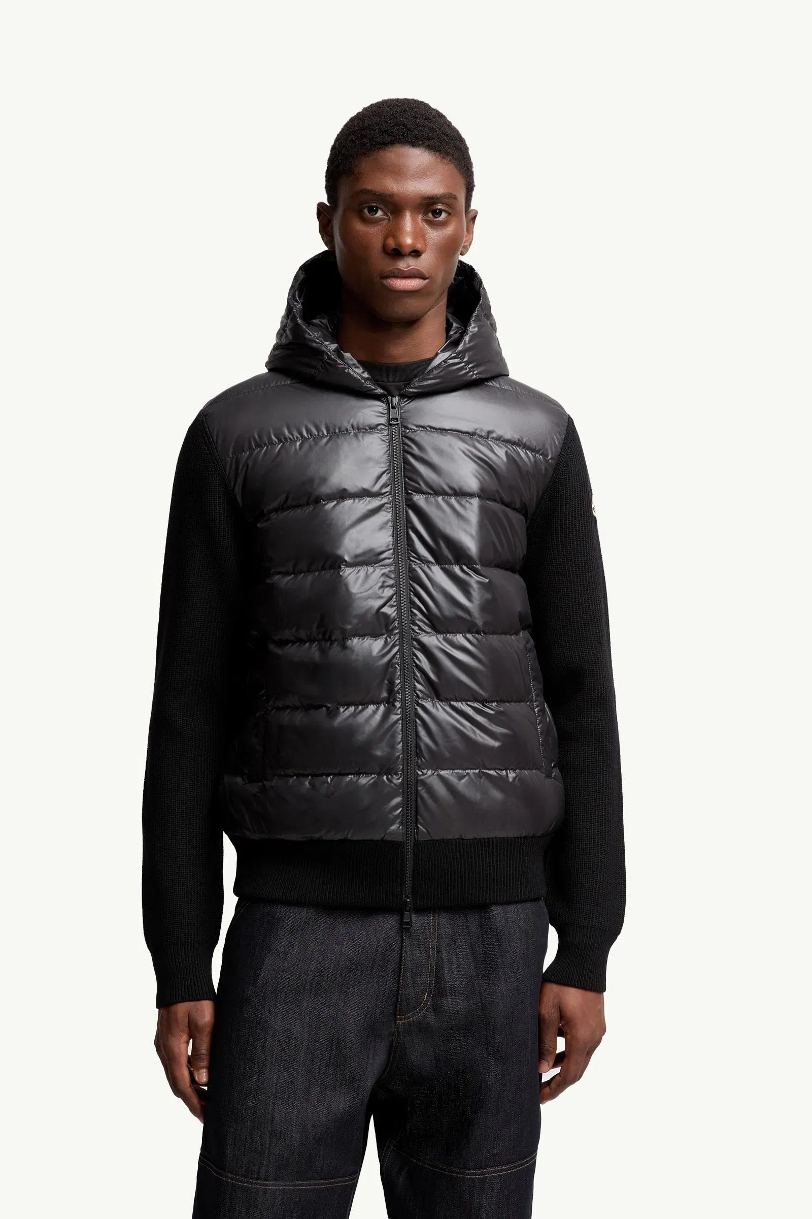Moncler Padded Wool Zip-Up Hoodie Black Black