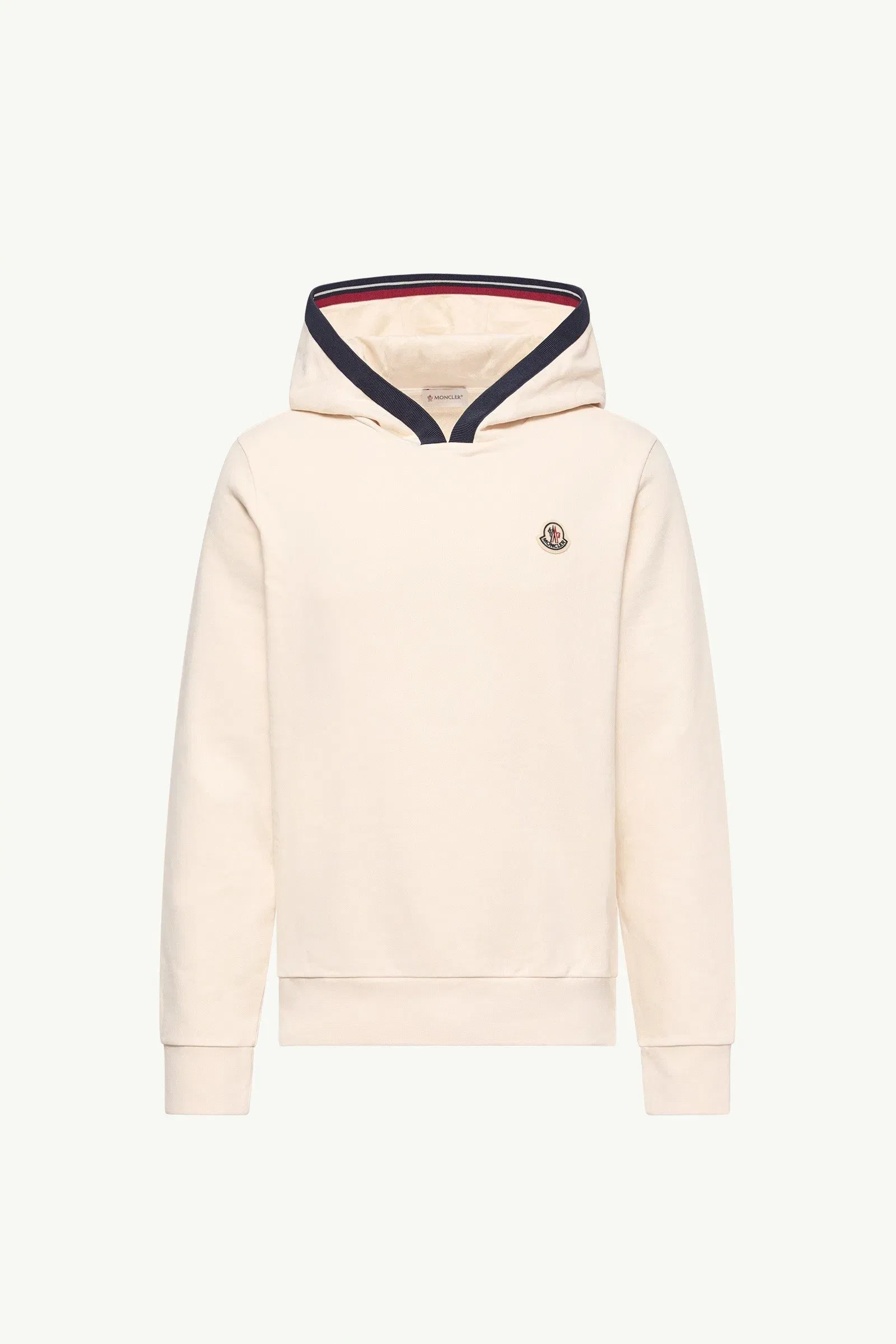 Moncler Brushed Cotton Logo Hoodie White Ivory White Ivory