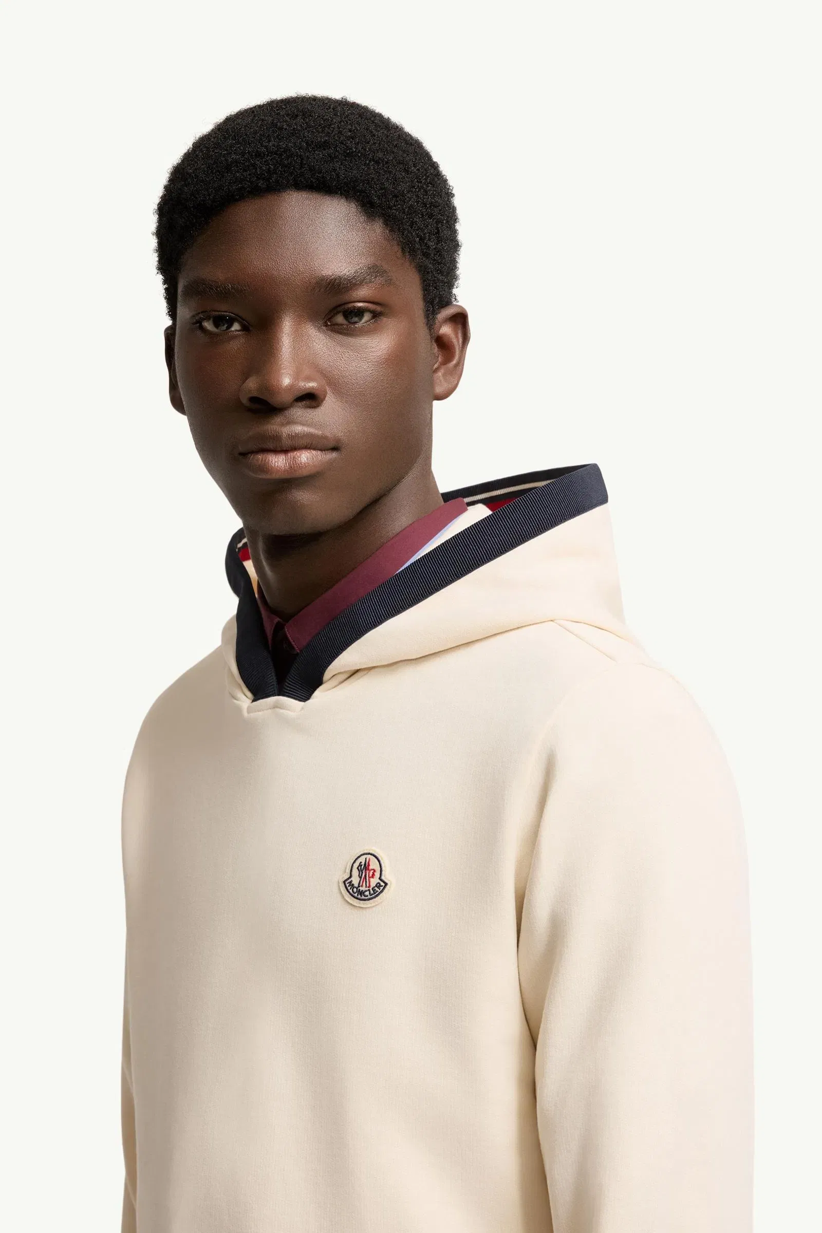 Moncler Brushed Cotton Logo Hoodie White Ivory White Ivory