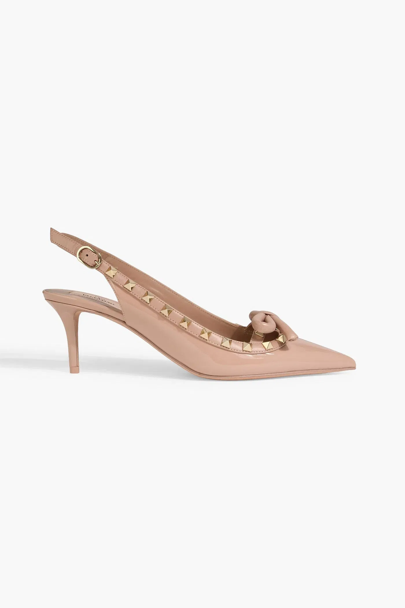 Valentino Garavani Rockstud Bow-Detailed Patent-Leather Slingback Pumps Neutral Women's