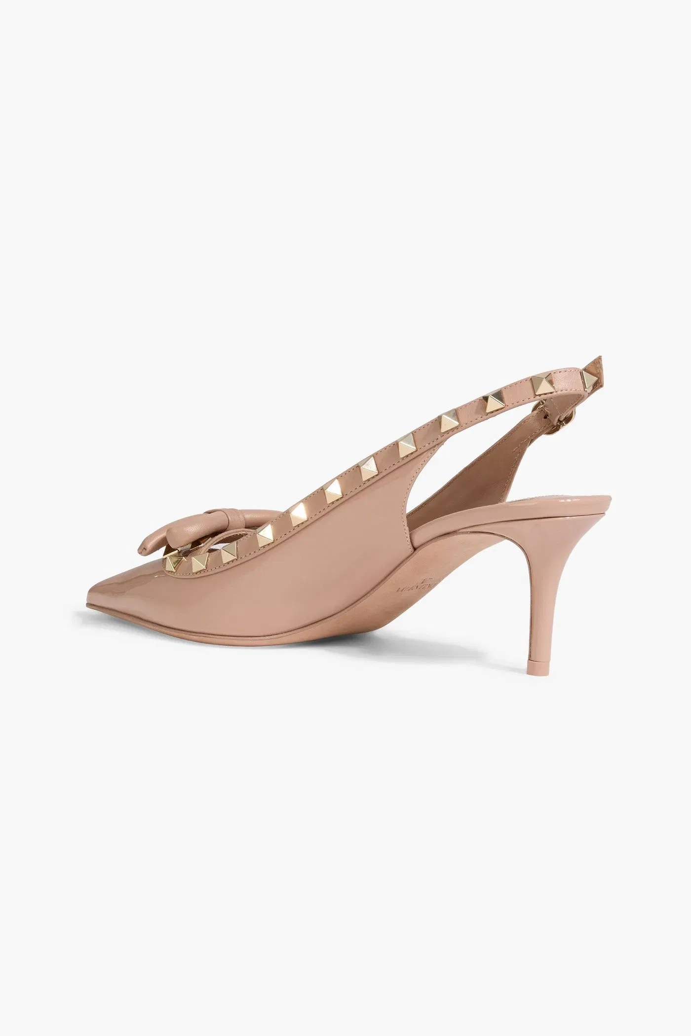 Valentino Garavani Rockstud Bow-Detailed Patent-Leather Slingback Pumps Neutral Women's
