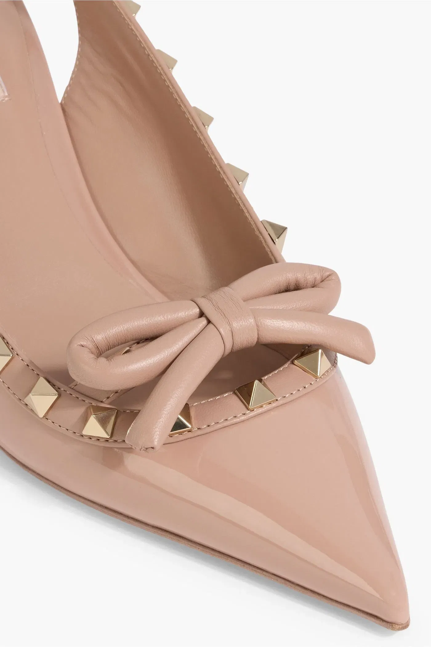 Valentino Garavani Rockstud Bow-Detailed Patent-Leather Slingback Pumps Neutral Women's