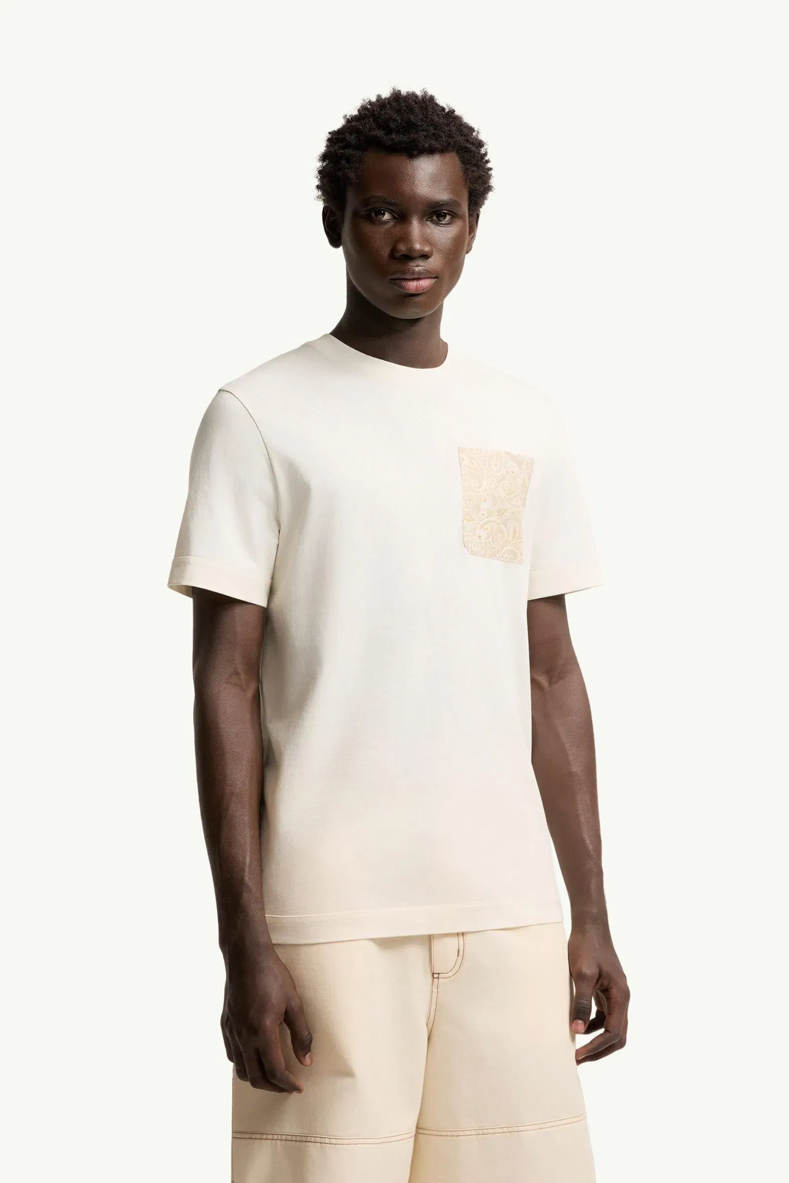 Moncler Paisley Print Cotton T-Shirt White White